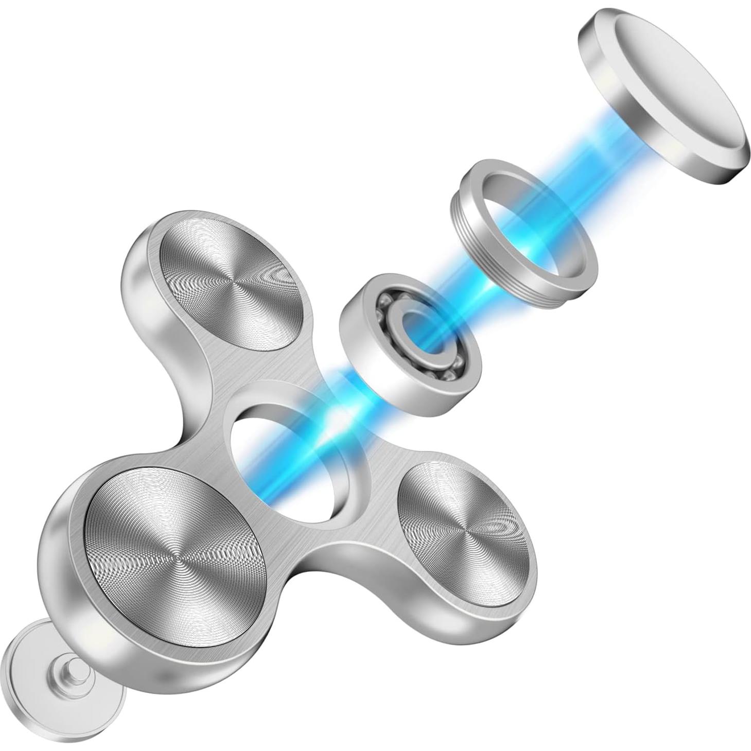 ATESSON Fidget Spinner Metálico Plata 7.29x6.99cm Alta Velocidad