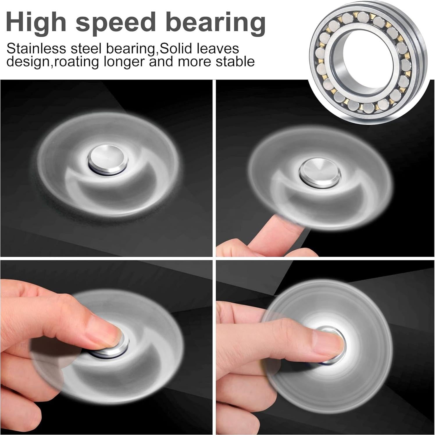 ATESSON Fidget Spinner Metálico Plata 7.29x6.99cm Alta Velocidad
