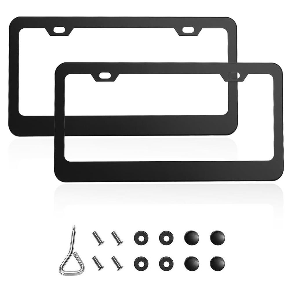 Marco de Placa de Licencia Ziciner 2 Pcs Acero Inoxidable Negro