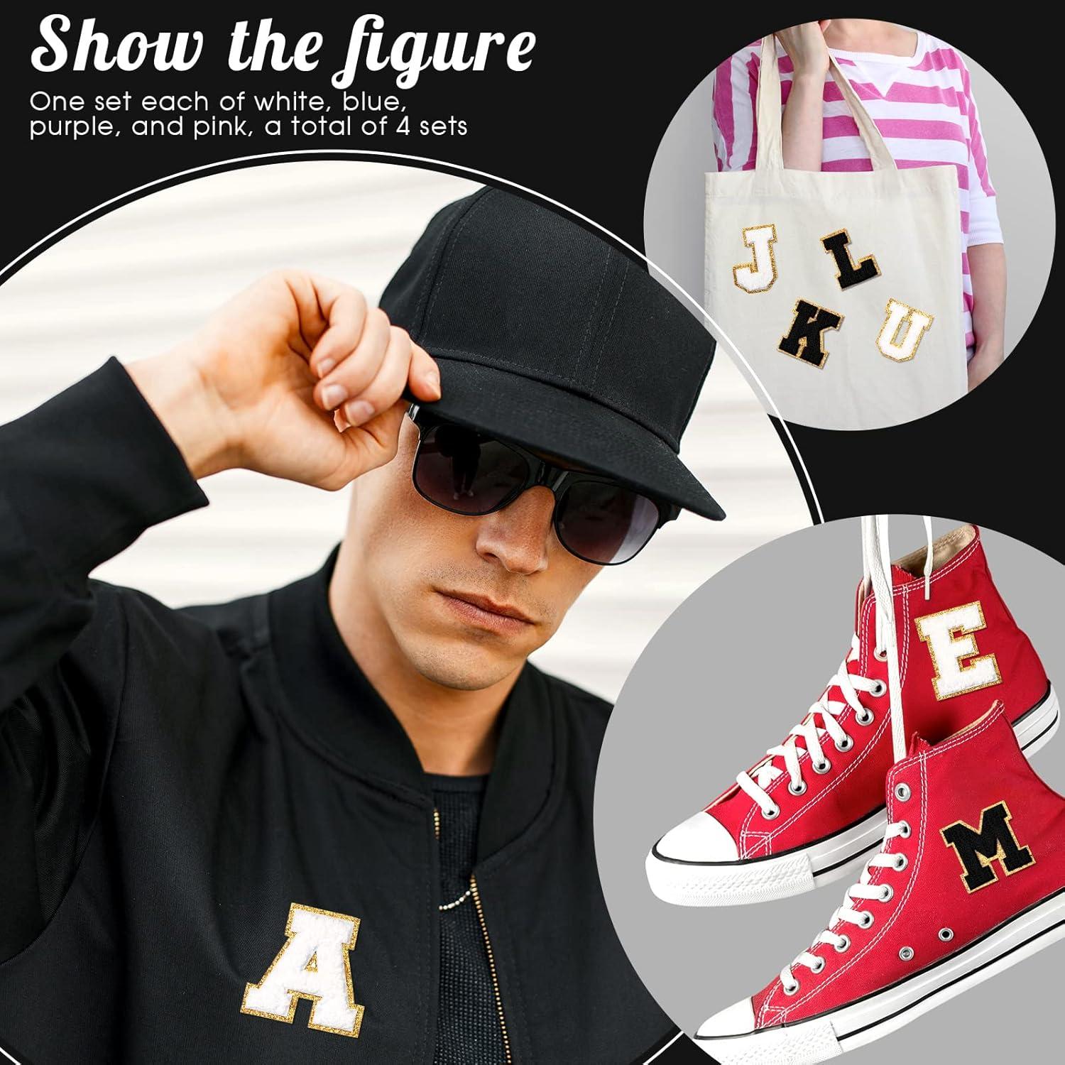 104 Parches Bordados Letras A-Z Geosar 6 cm Negro Blanco