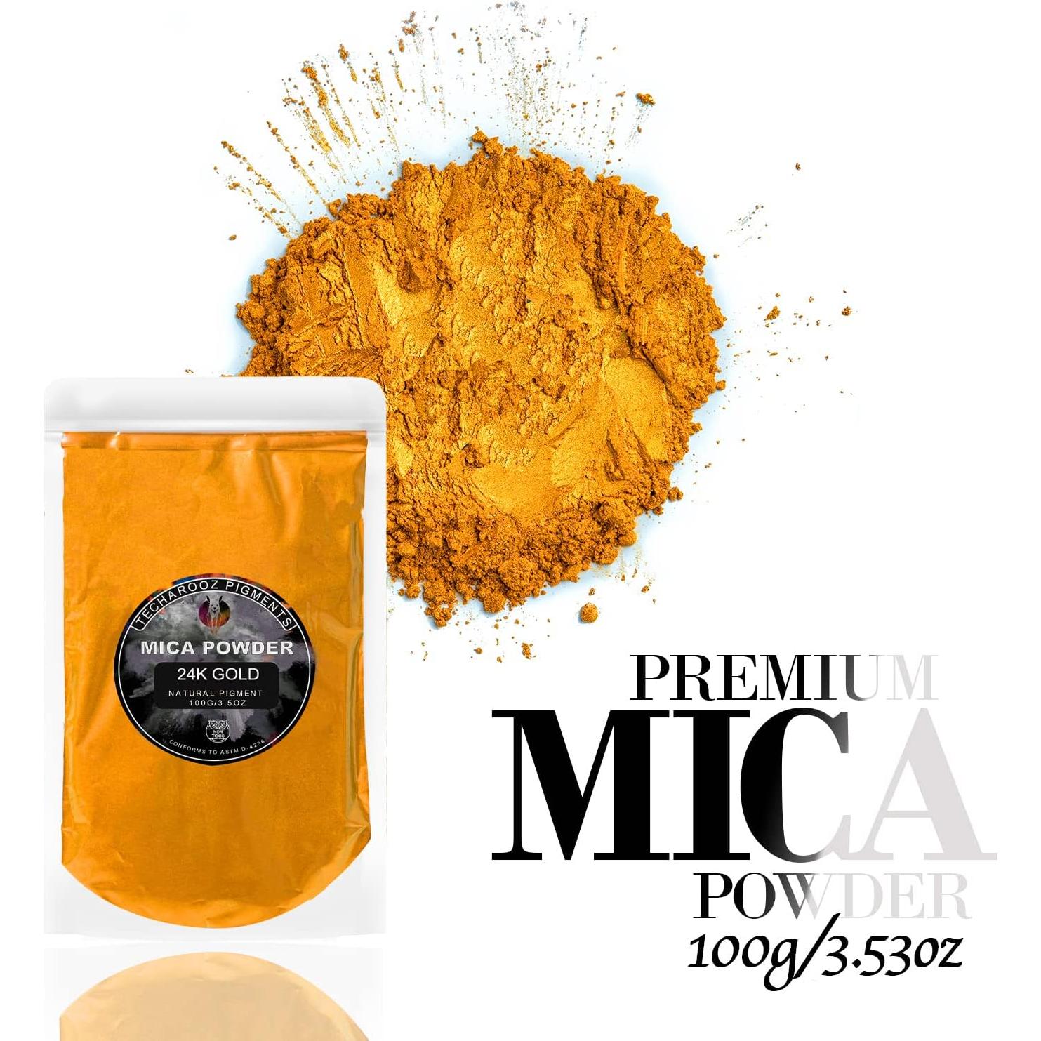 Polvo de Mica de Oro 24K TECHAROOZ 100g - Pigmento Cosmético