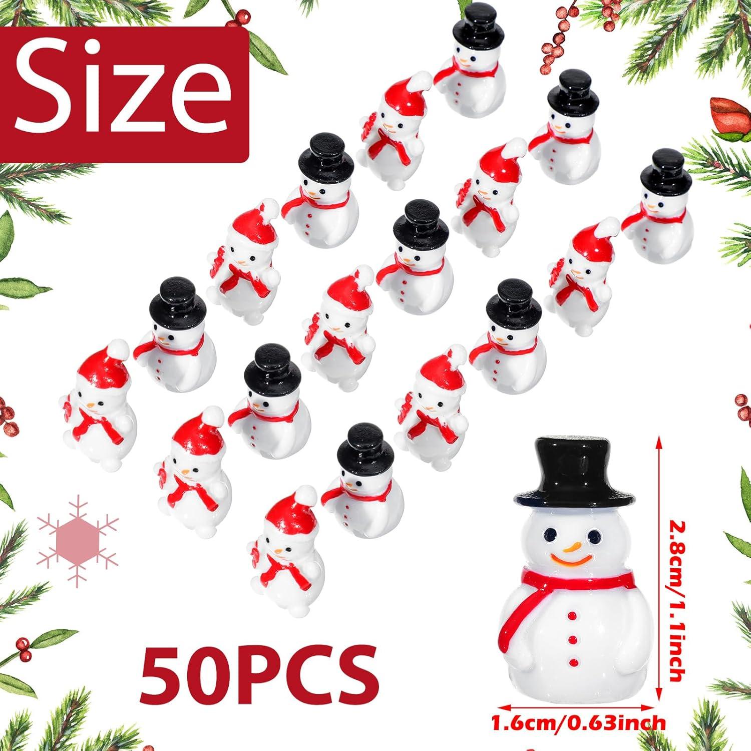 50 Mini Figuras de Muñeco de Nieve Soaoo para Decoración Navideña