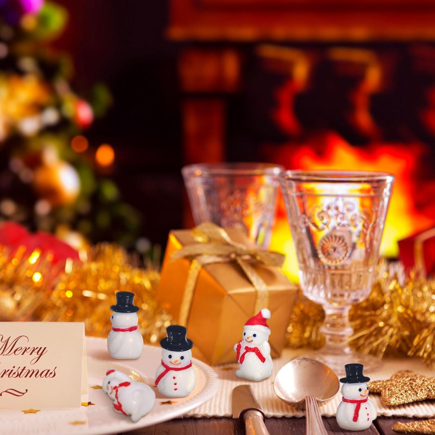 50 Mini Figuras de Muñeco de Nieve Soaoo para Decoración Navideña