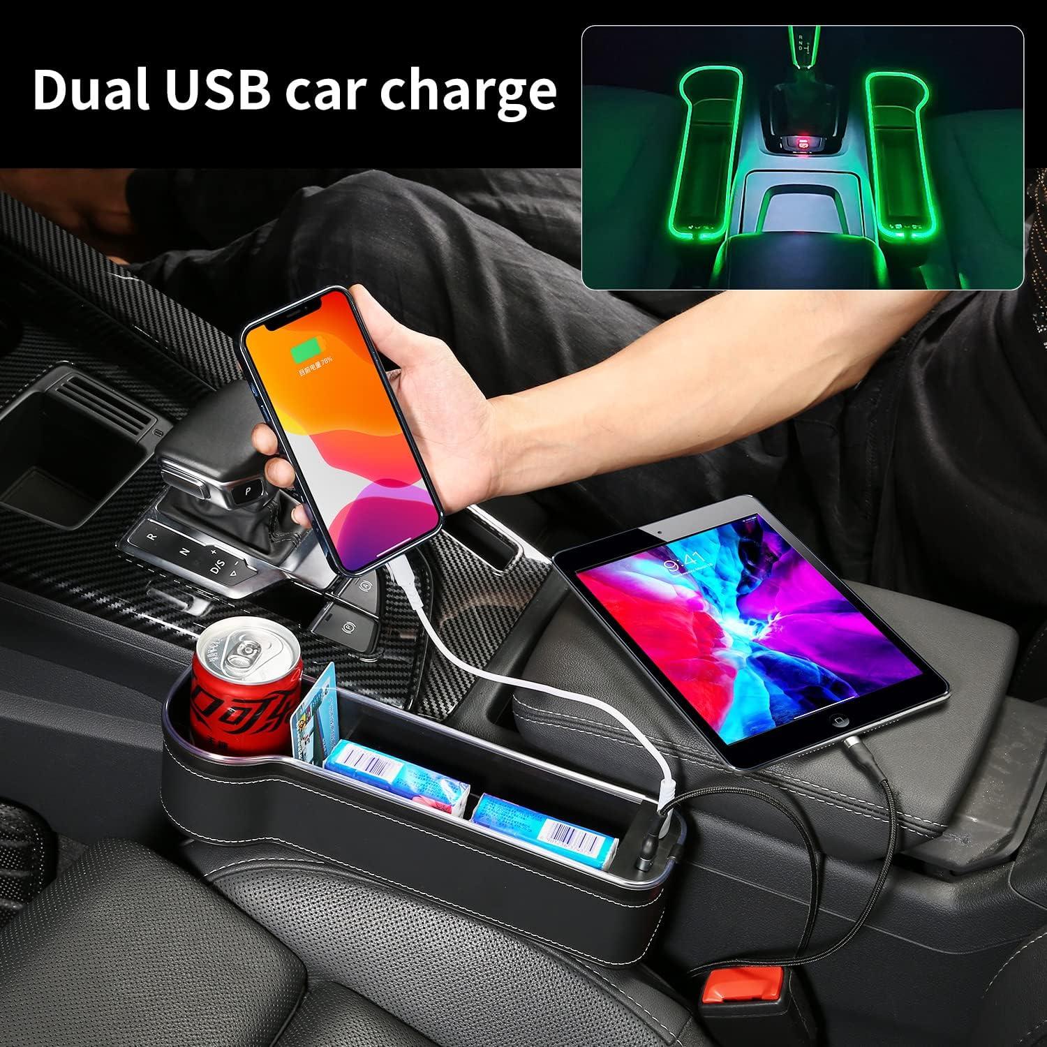 Organizador de Asiento de Coche Keketuohai con Luz LED y Cargador USB