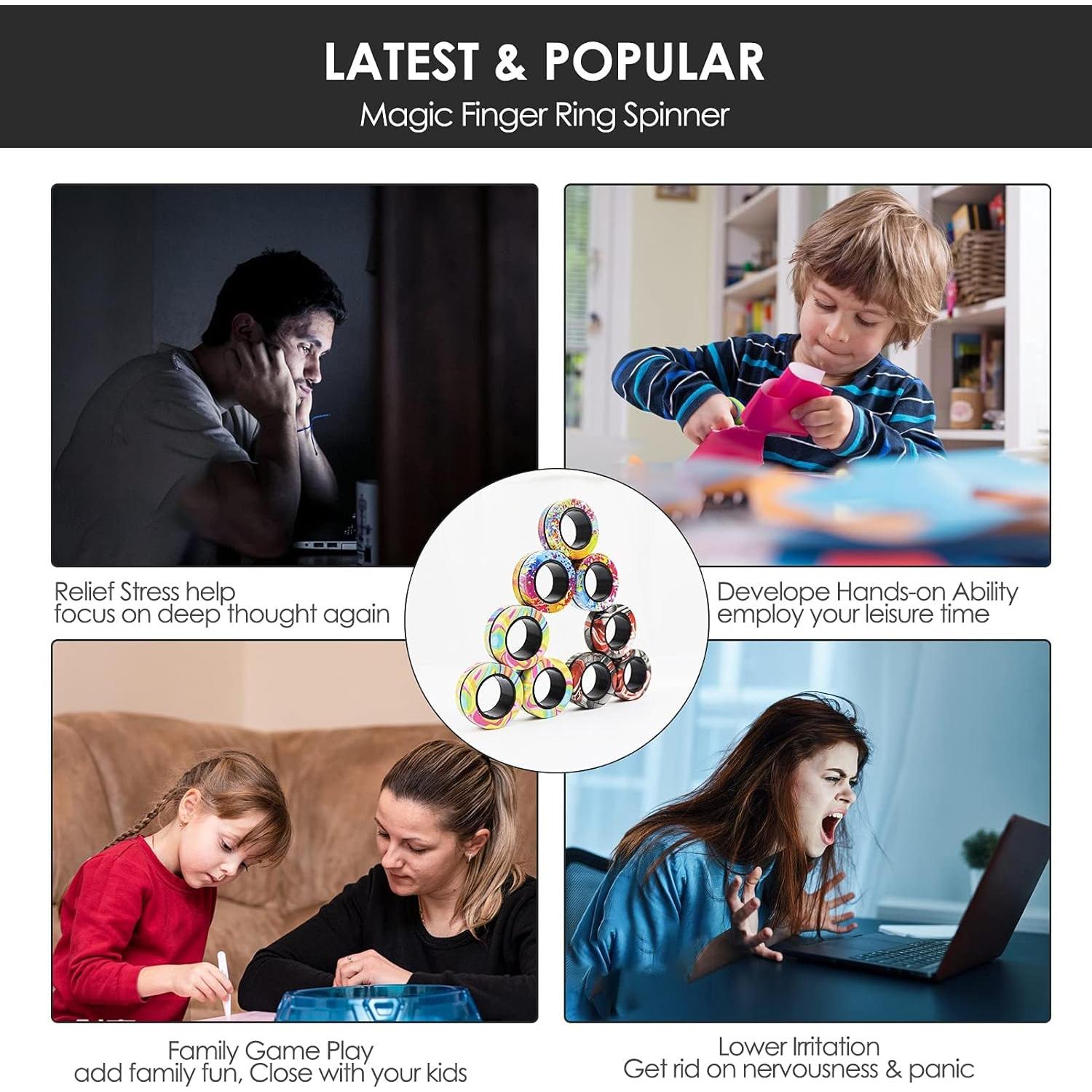 Juego de 9 Anillos Magnéticos Antiestrés MBOUTrising