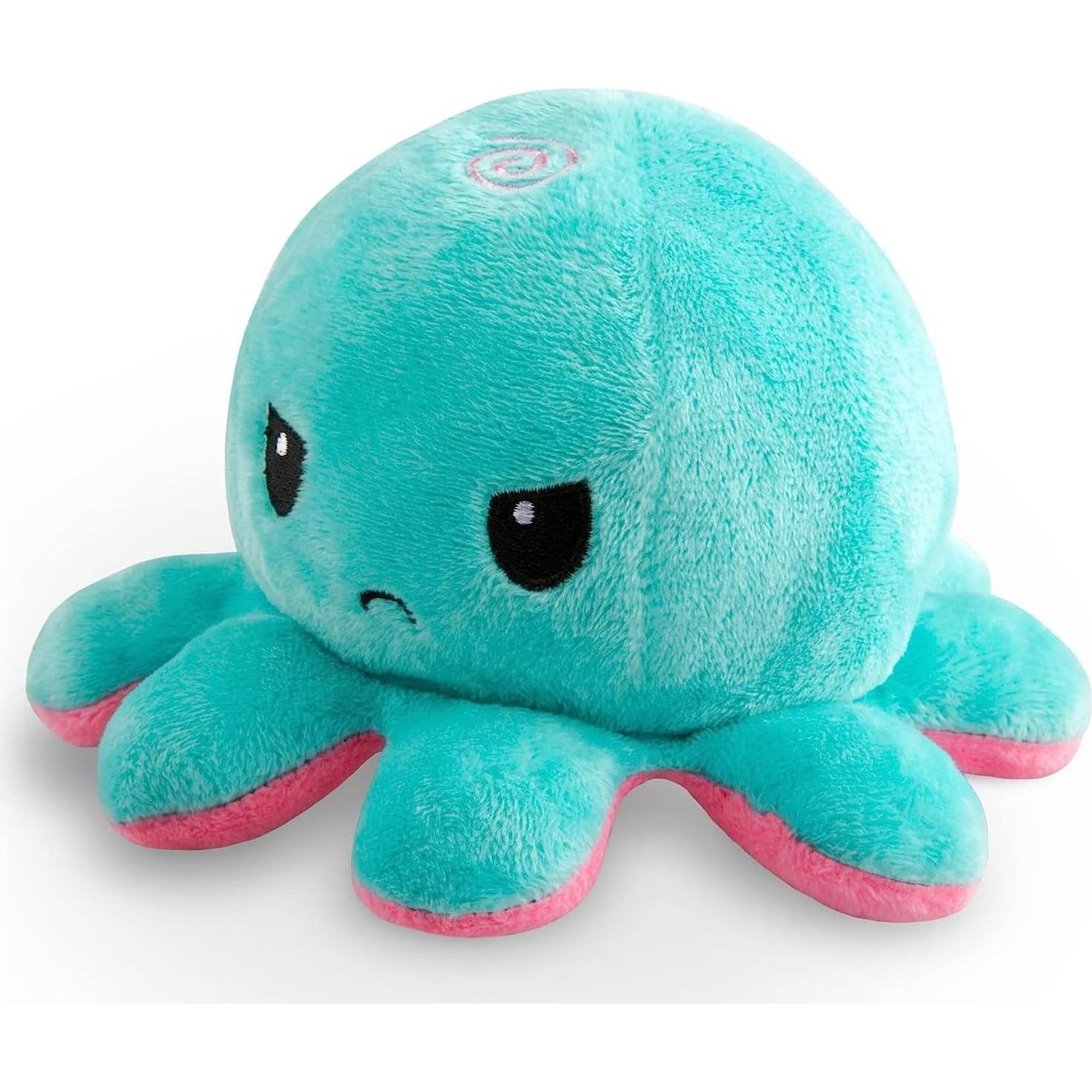 Pulpo de Peluche Reversible TeeTurtle Rosa y Aqua 10 cm