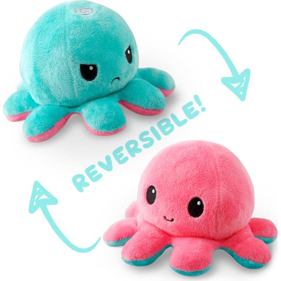 Pulpo de Peluche Reversible TeeTurtle Rosa y Aqua 10 cm