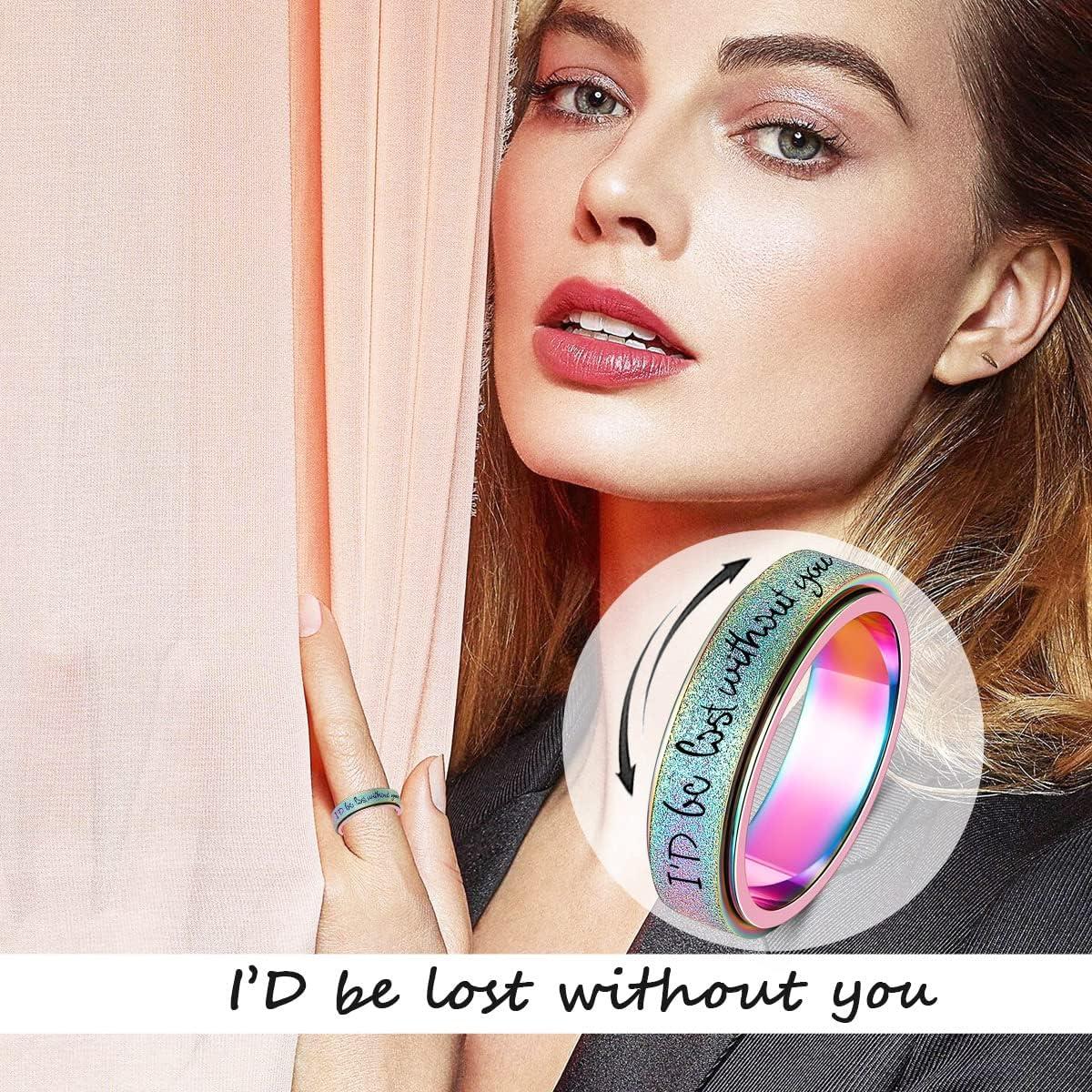 Anillo Fidget Giratorio Arcoíris Acero Inoxidable Tamaños 6-10