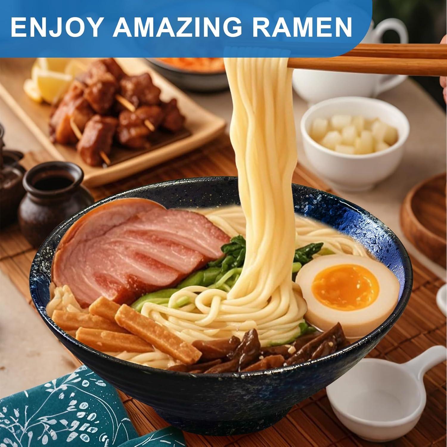 Juego de 2 Tazones de Ramen Cerámica YTLEMON 1000ml Azul