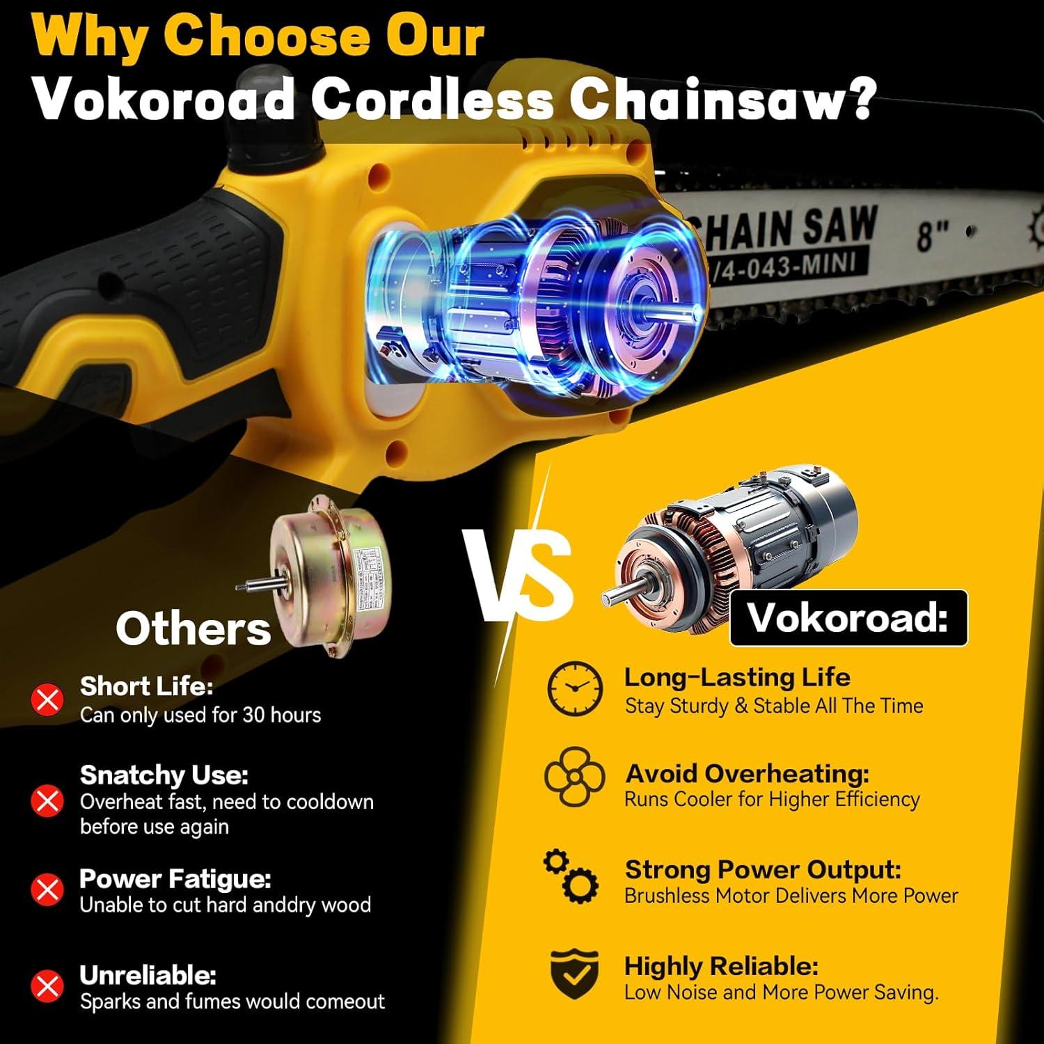 Sierra de Poste Inalámbrica 2-en-1 Vokoroad 8" y 6"