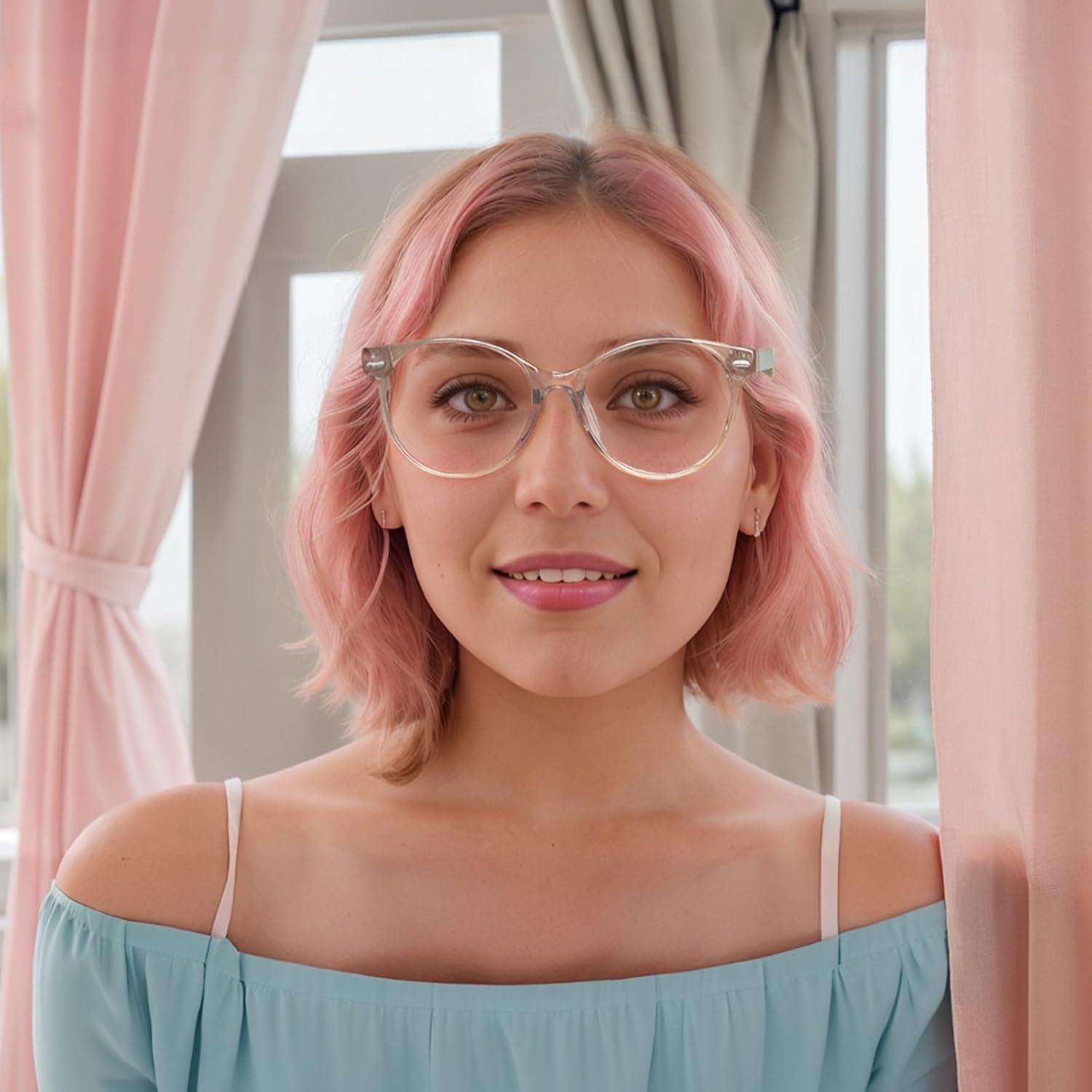 Gafas ANRRI Rosa Azul Retro Redondas Anti Luz Azul