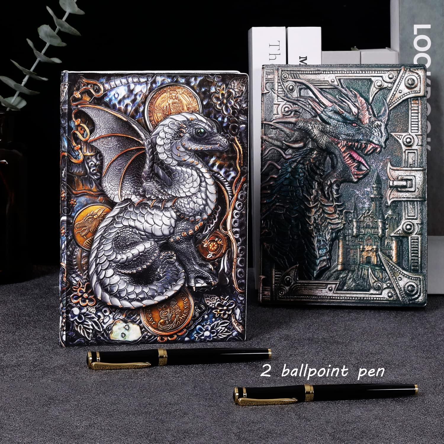 Cuadernos de Cuero Embosado FEIDIAO A5 Dragón Vintage 2 Pcs