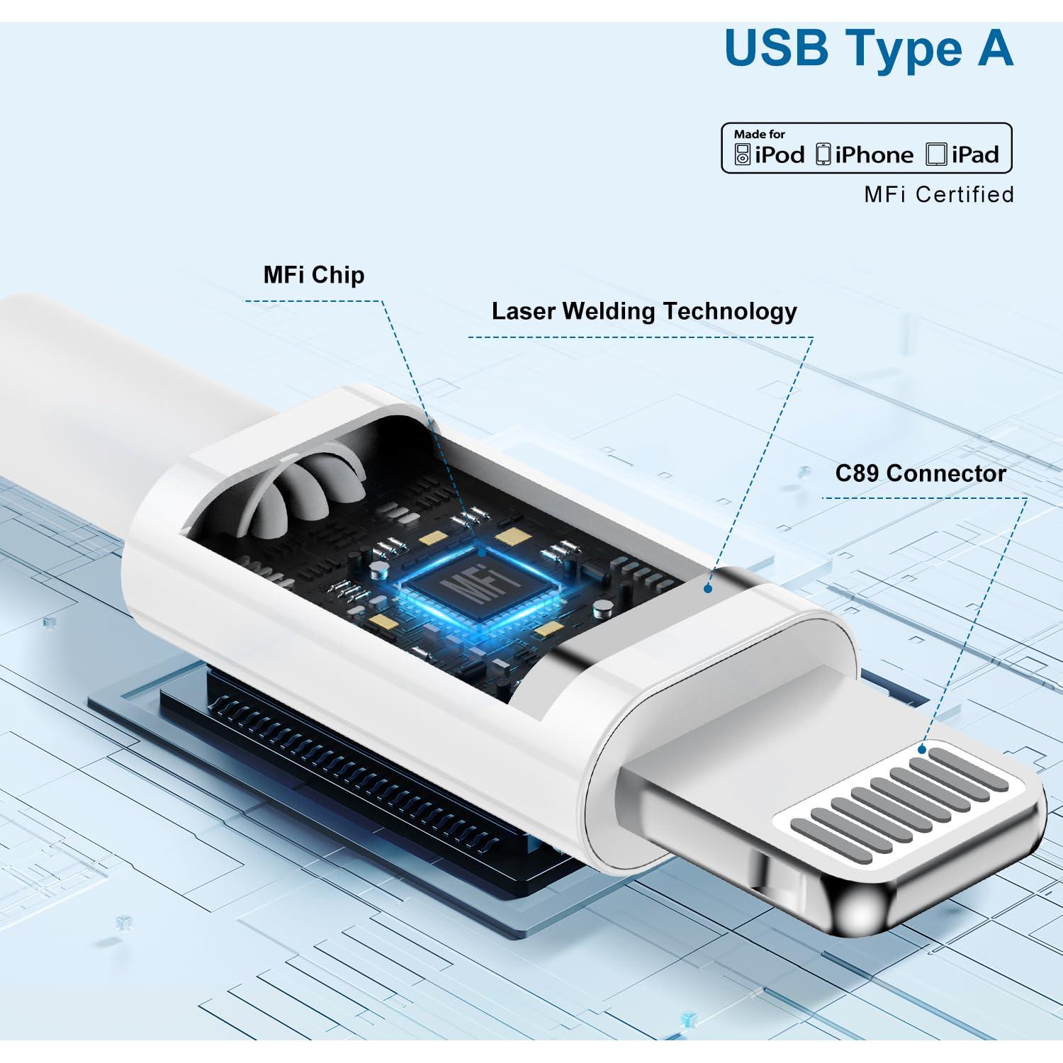 Paquete de 3 Cables de Carga USB A a Lightning 1.83m LiChuan