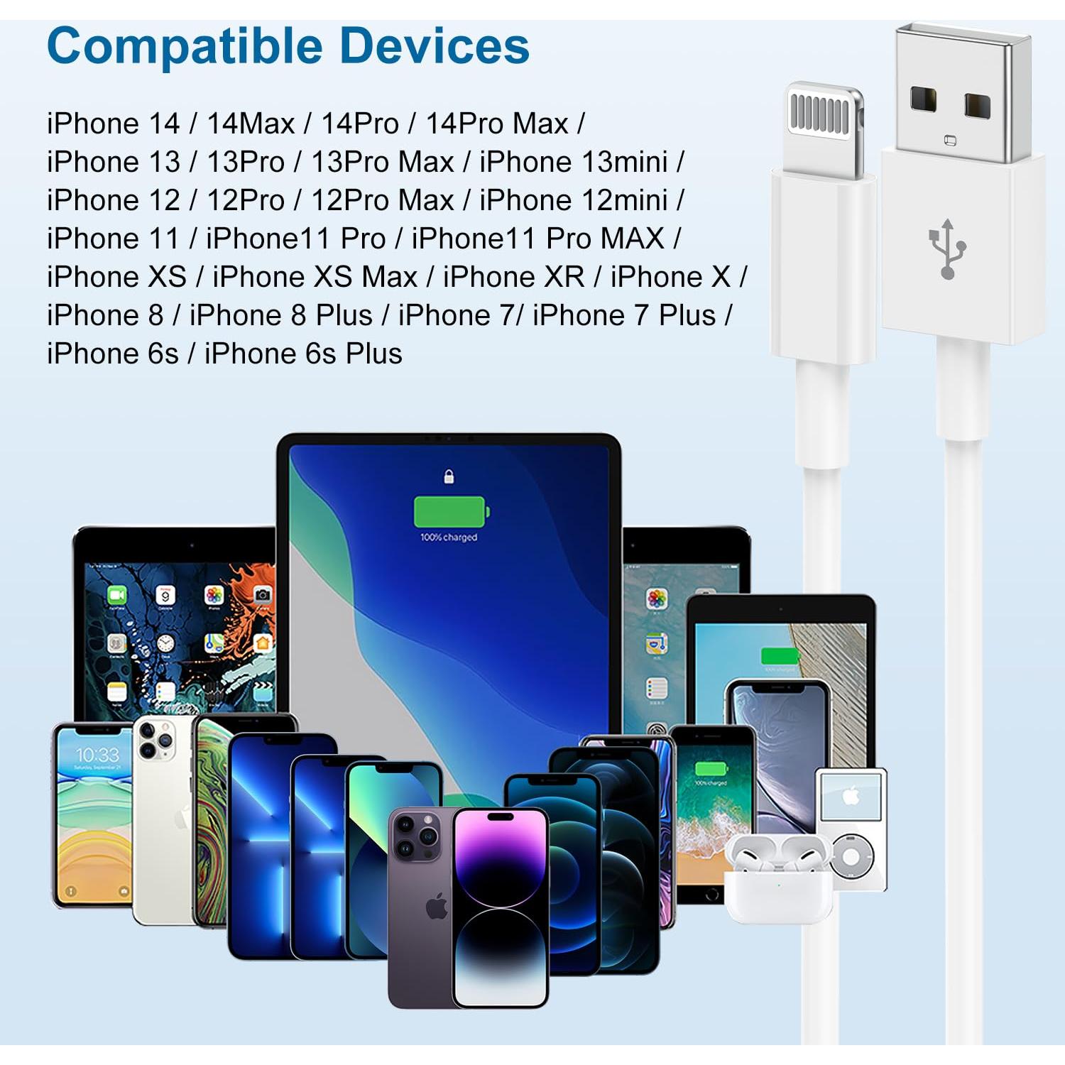 Paquete de 3 Cables de Carga USB A a Lightning 1.83m LiChuan