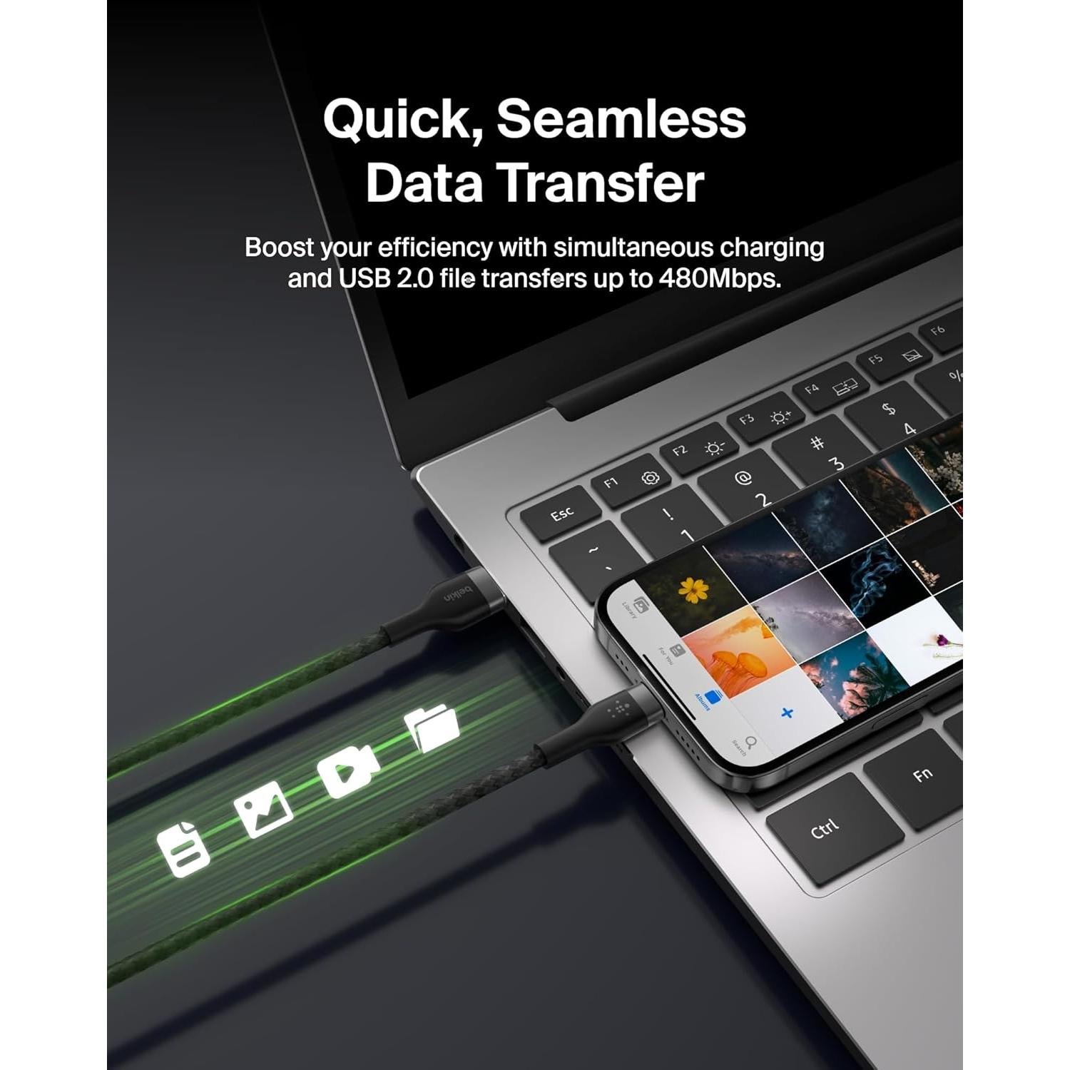 Cable USB-C a USB-A Belkin BoostCharge Pro Flex 1M Trenzado