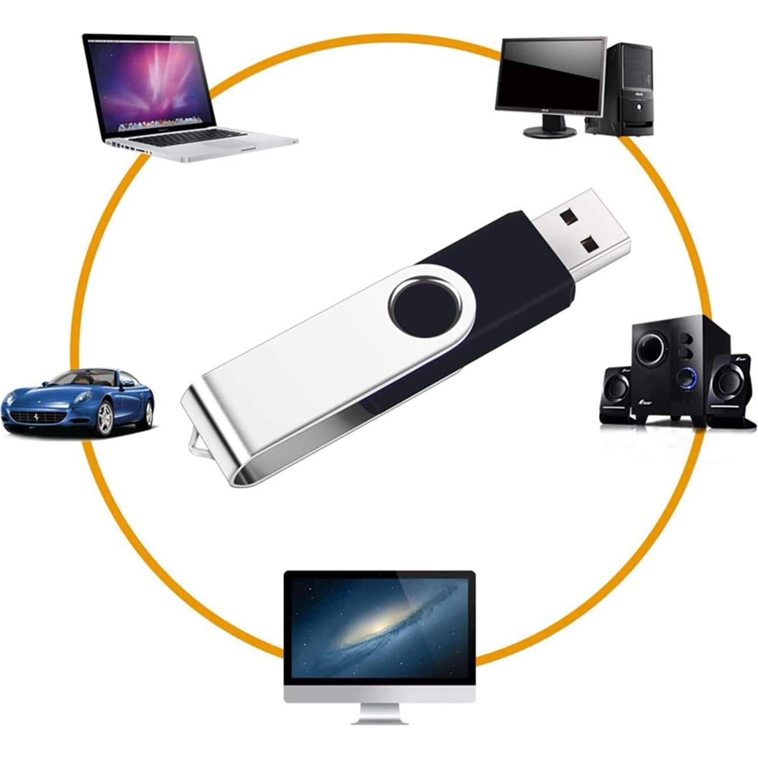 Paquete de 2 USB Flash Drive 32GB Maspen Giratorio Negro