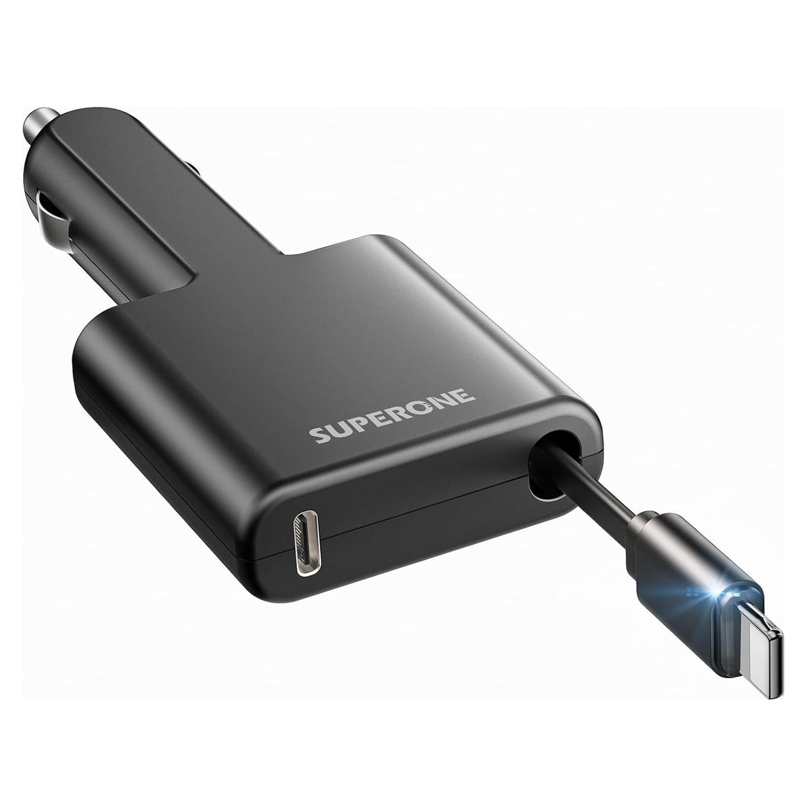 Cargador de Coche Retráctil SUPERONE para iPhone 14/13/12/11
