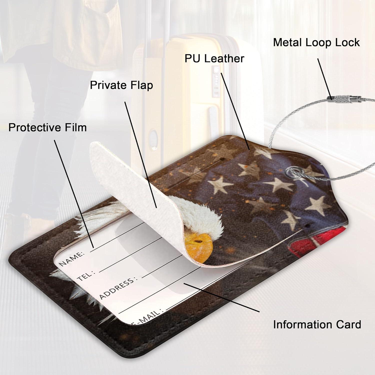 Etiquetas de Equipaje de Cuero Elightvap - Bandera Americana