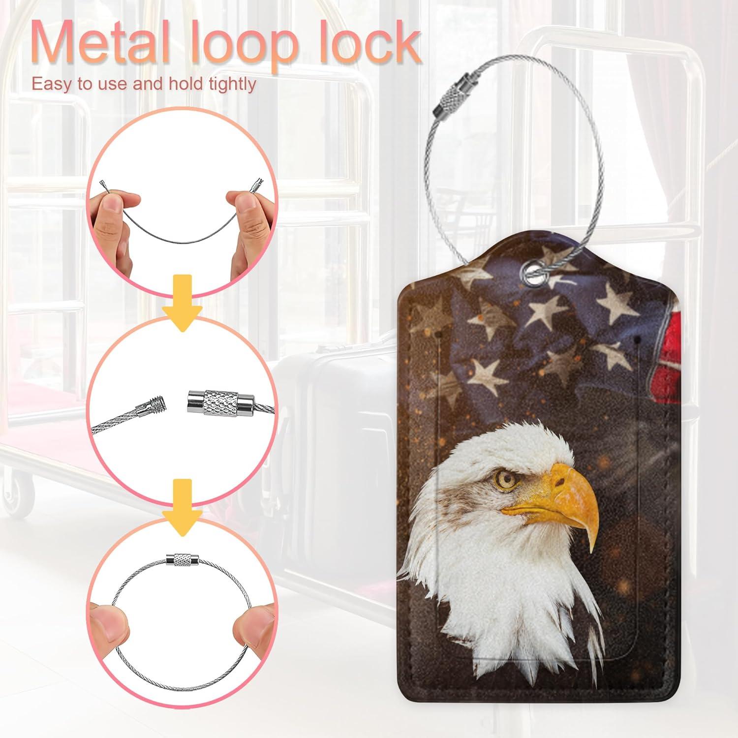 Etiquetas de Equipaje de Cuero Elightvap - Bandera Americana