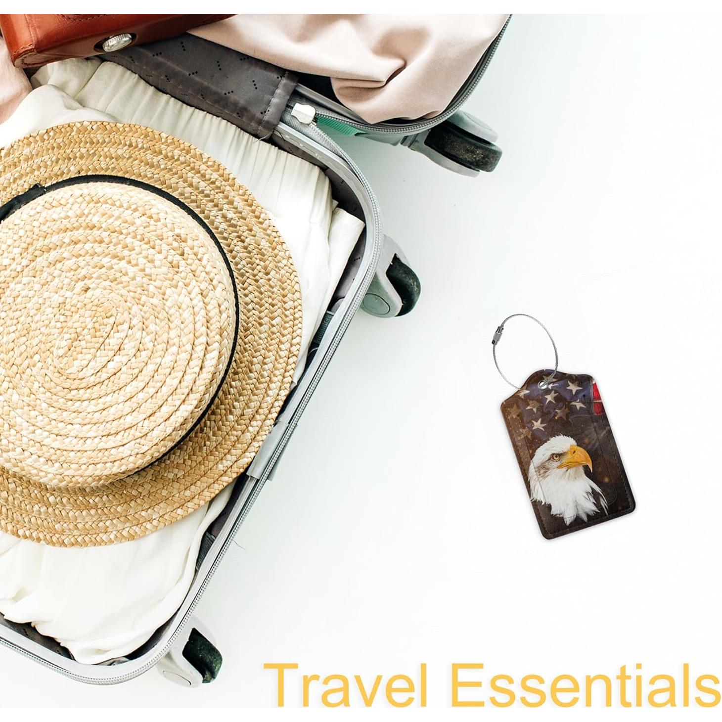 Etiquetas de Equipaje de Cuero Elightvap - Bandera Americana