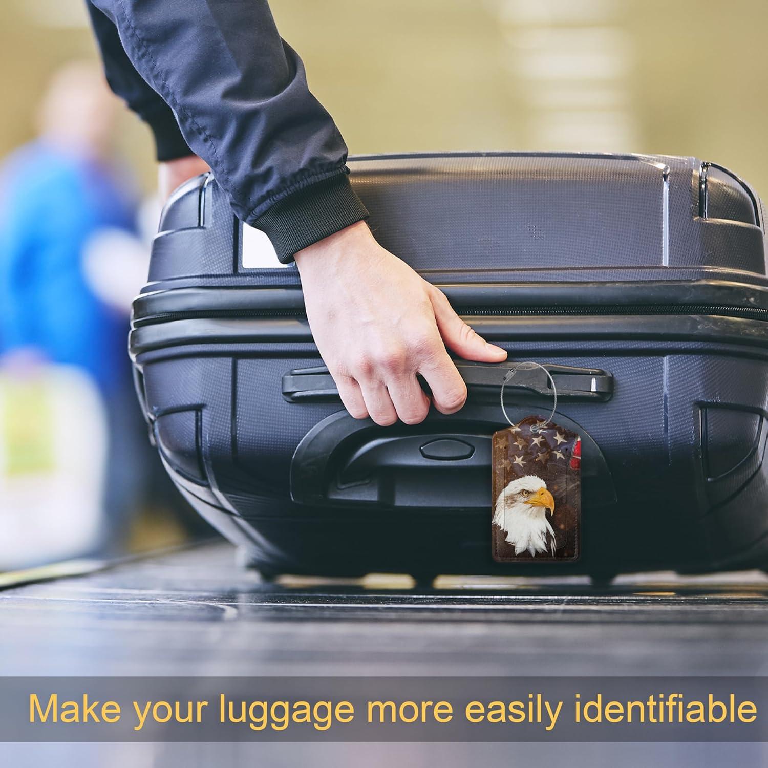 Etiquetas de Equipaje de Cuero Elightvap - Bandera Americana