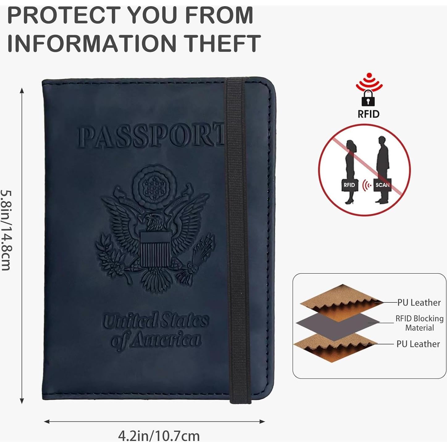 Portafolios de Pasaporte EOREA Negro con Bloqueo RFID