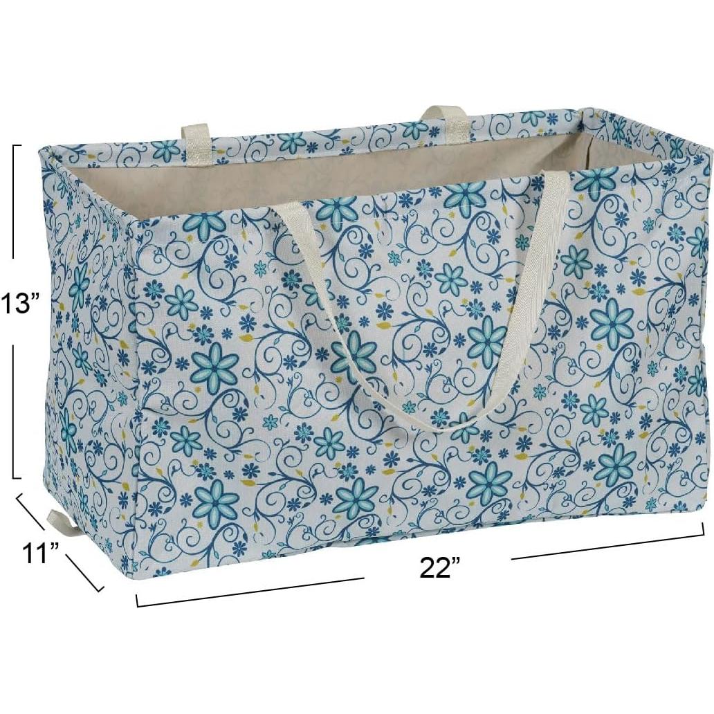 Bolsa de Utilidad Grande Lona Esenciales Hogar Floral Azul 28x56x33cm