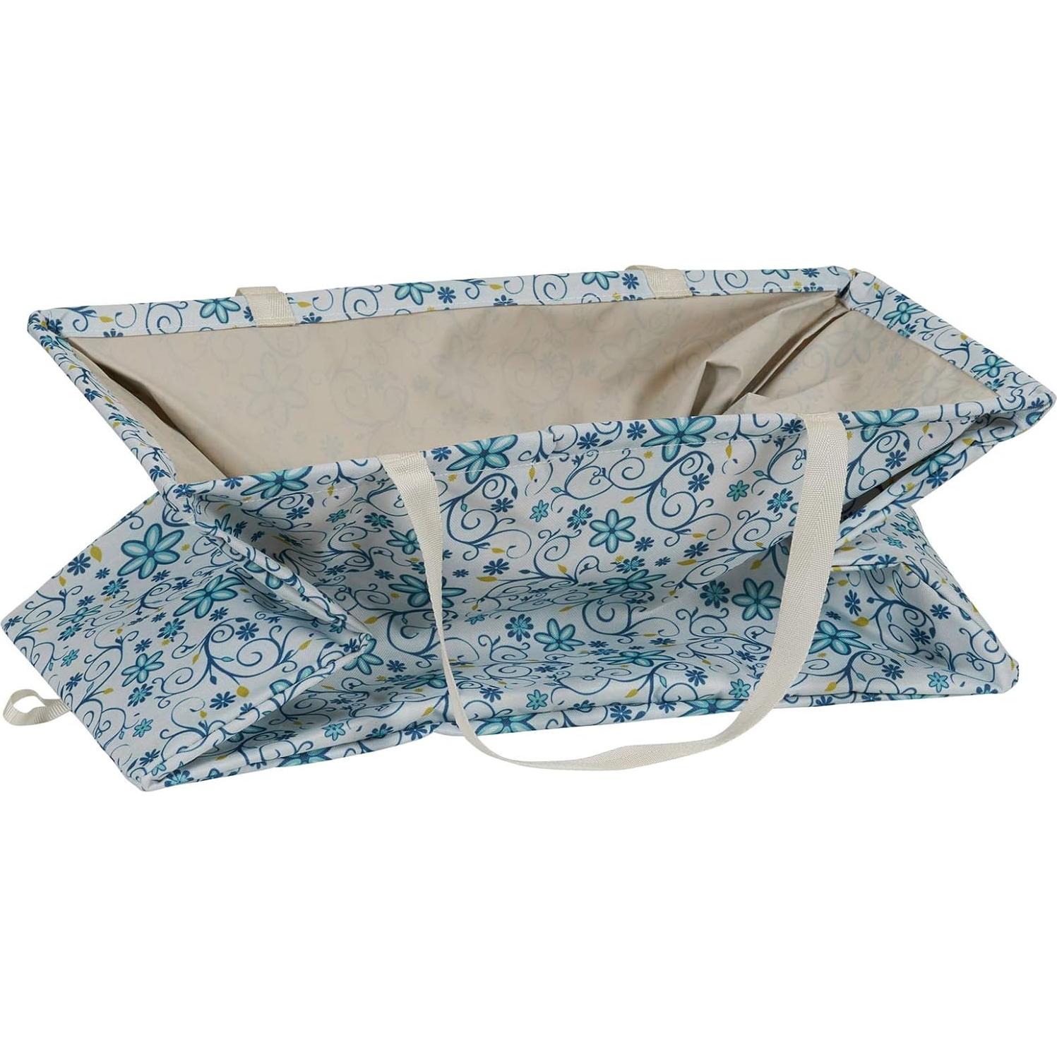 Bolsa de Utilidad Grande Lona Esenciales Hogar Floral Azul 28x56x33cm