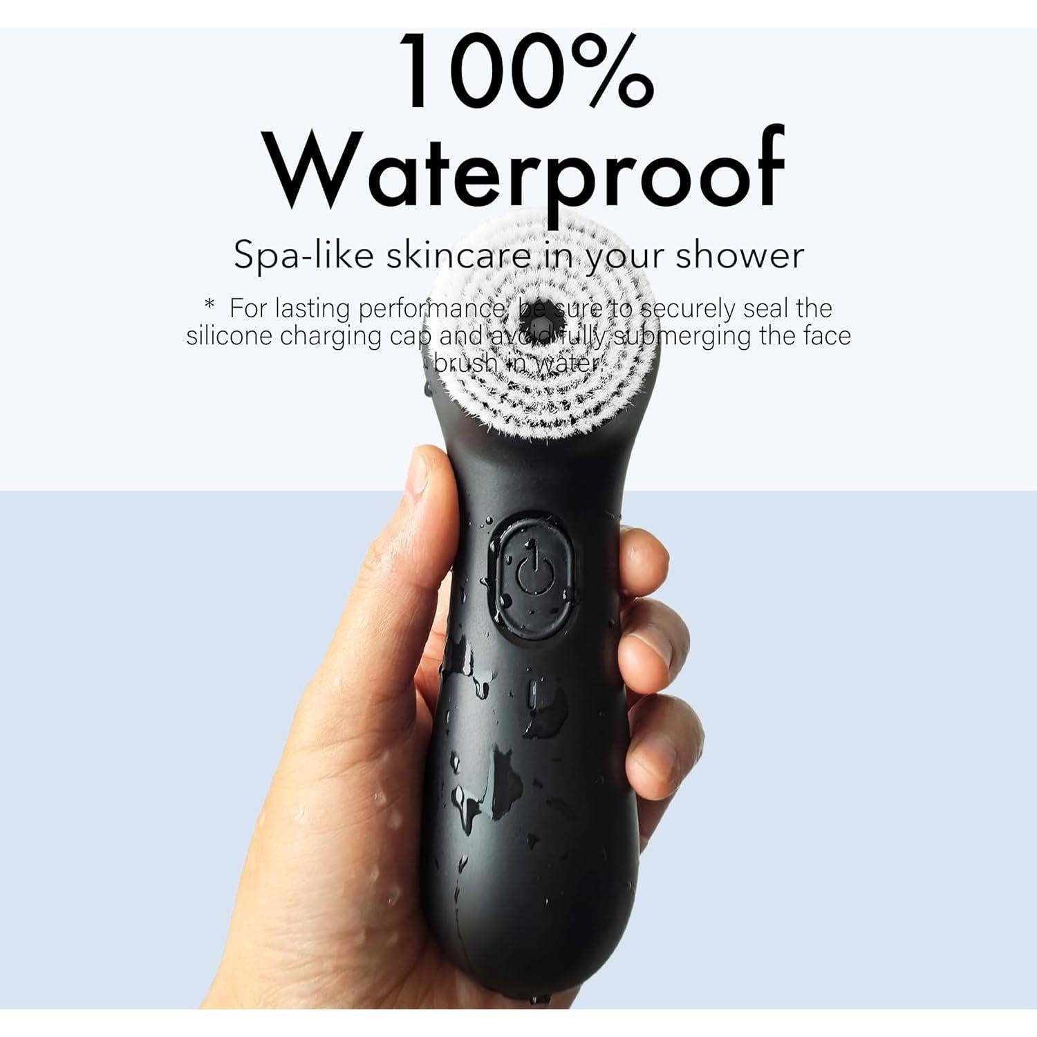 Cepillo Facial Eléctrico NagraCoola Negro - Impermeable, 2 Cabezas, 3 Velocidades