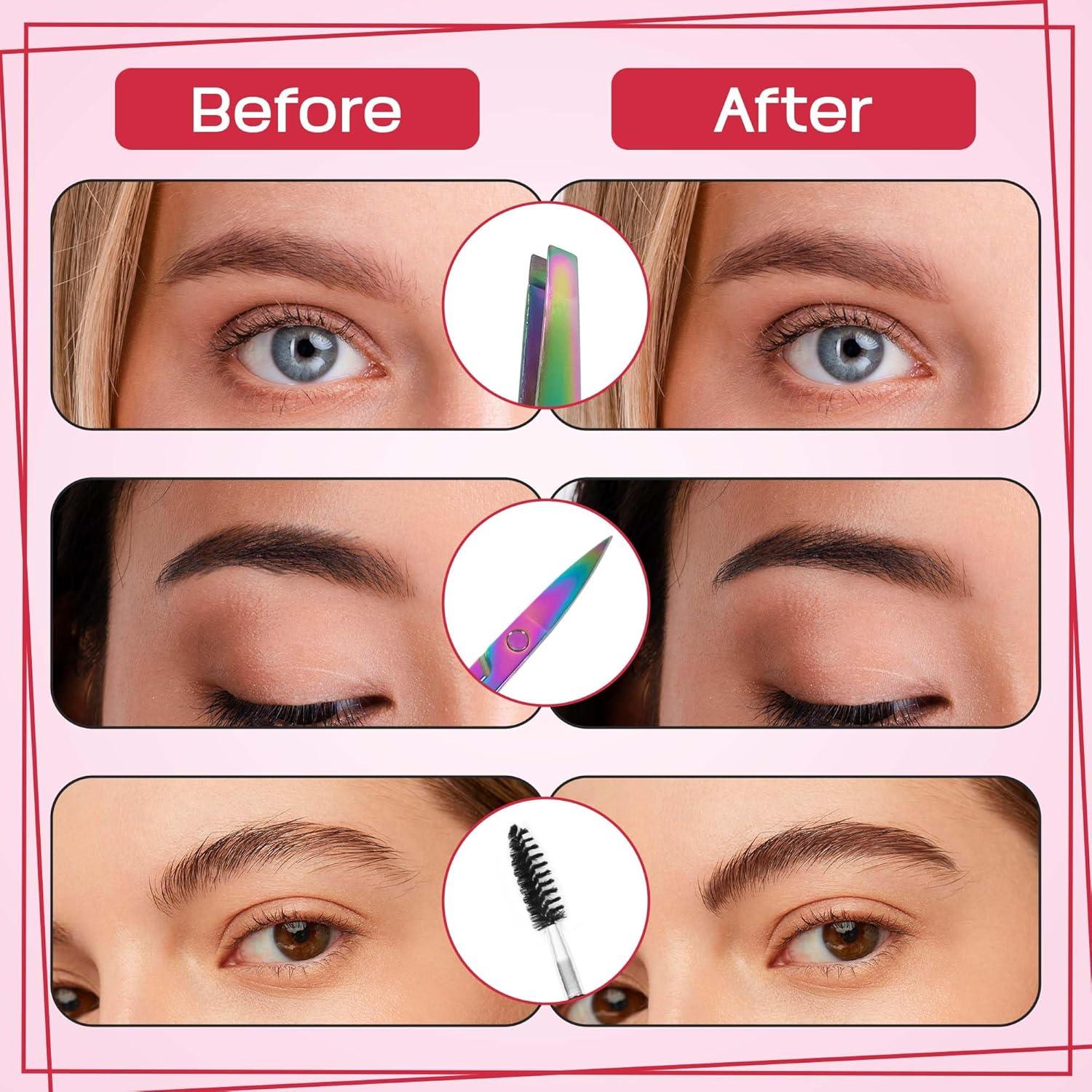 Juego de 6 Pinzas para Cejas NazQat - Kit Profesional de Aseo