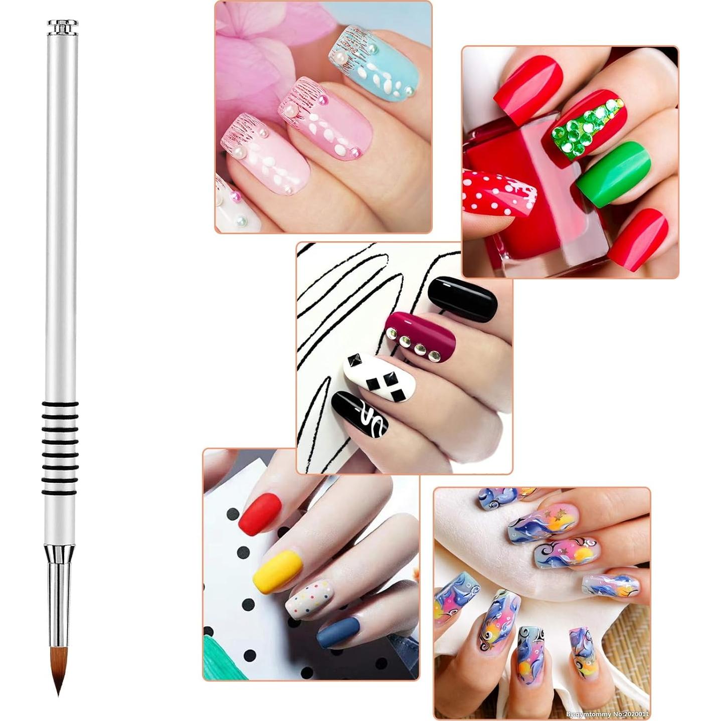 Pincel de Arte de Uñas 3D Accmor Kolinsky #2 Metal Plateado