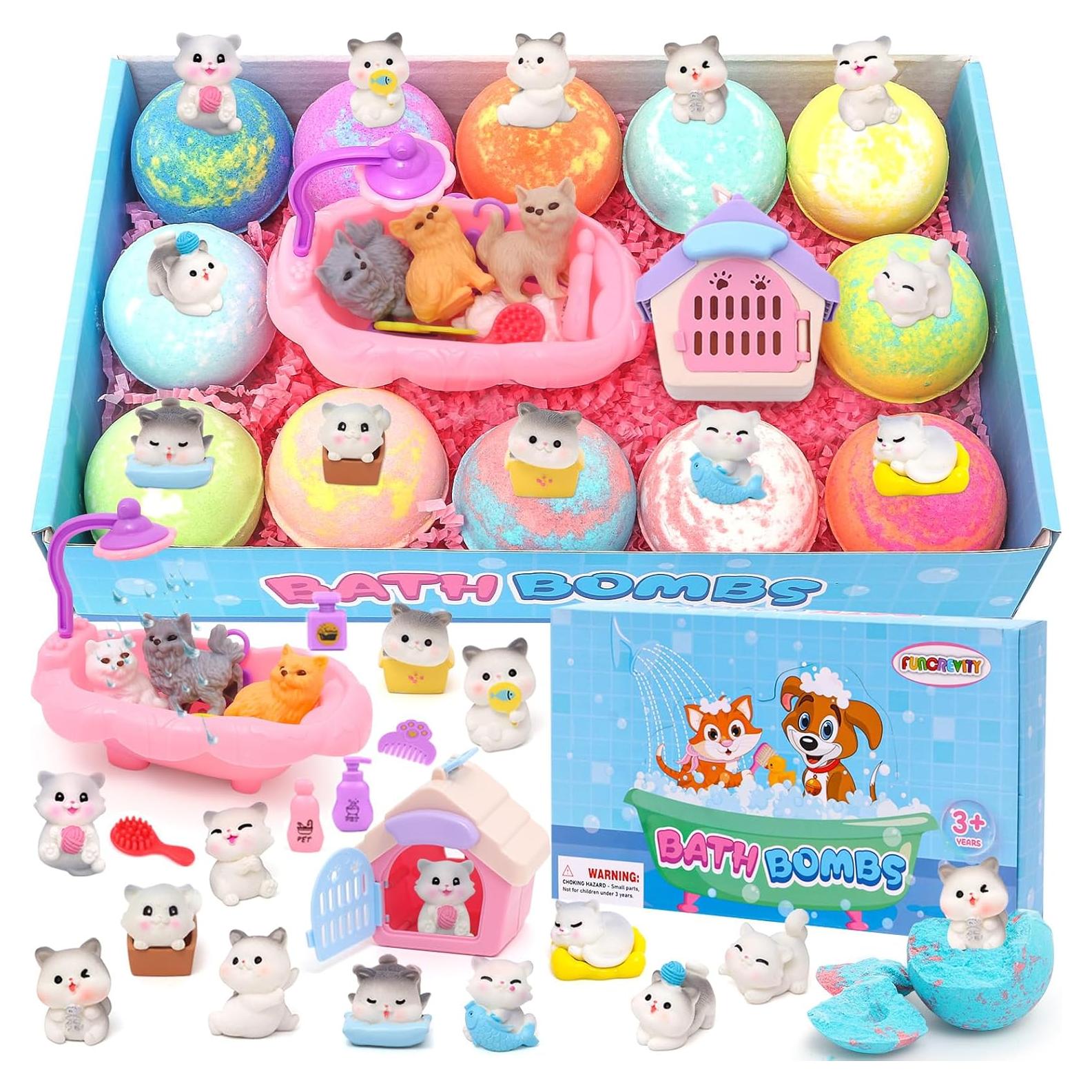 Set de 12 Bombas de Baño Efervescentes FUNCREVITY con Juguetes