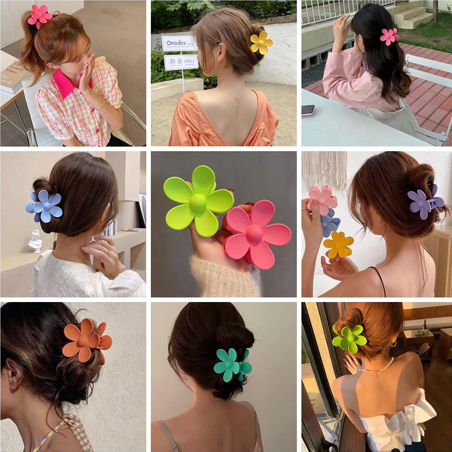 Pinzas para el cabello JANFUN 8PCS con flores - Sujeción fuerte