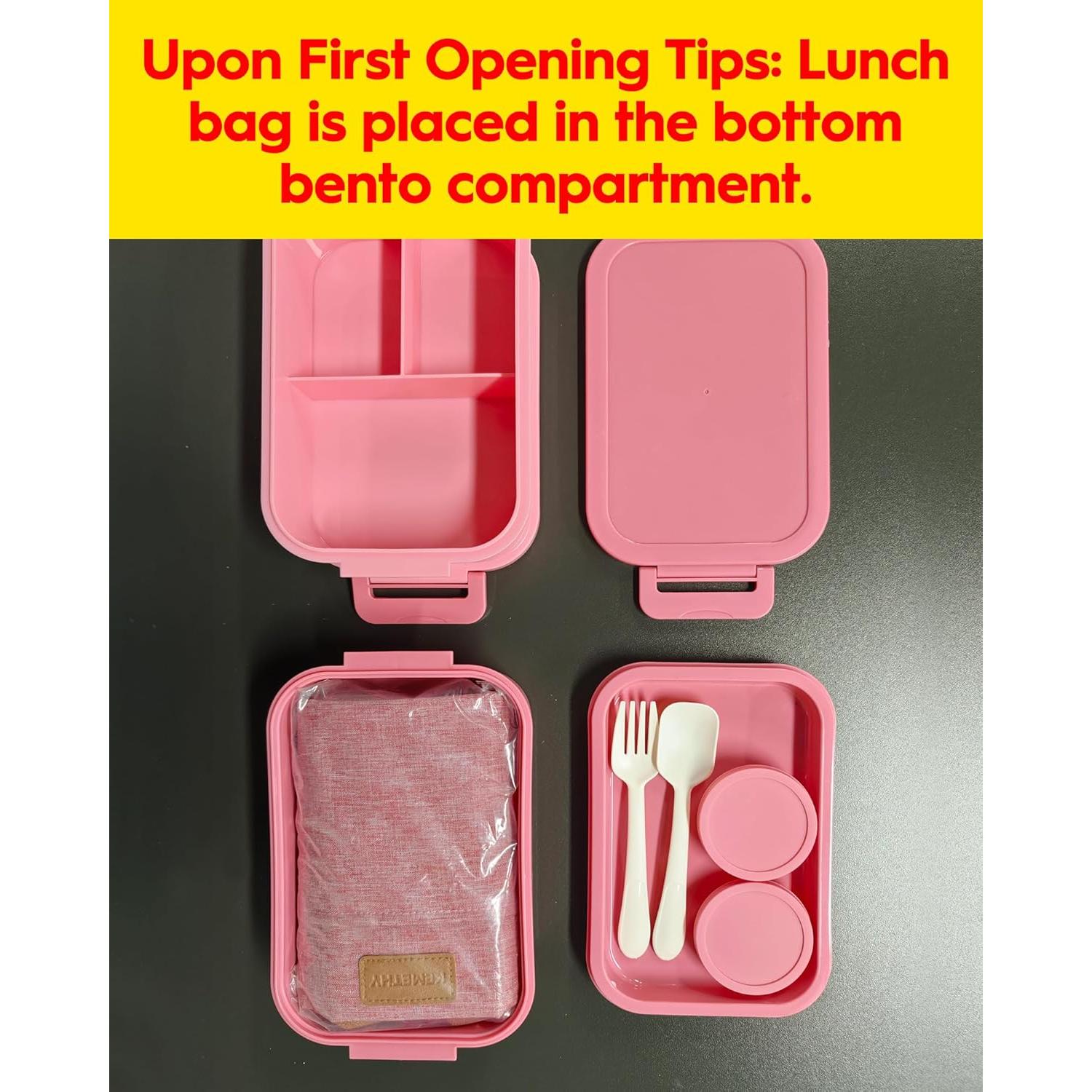 Caja de Almuerzo Bento KEMETHY Rosa 74oz Apilable a Prueba de Fugas