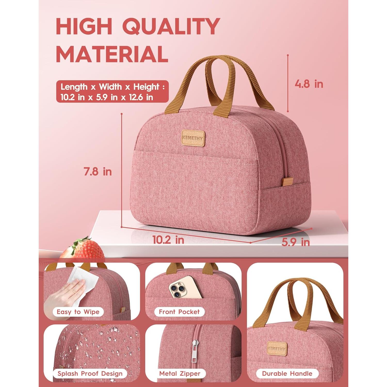 Caja de Almuerzo Bento KEMETHY Rosa 74oz Apilable a Prueba de Fugas