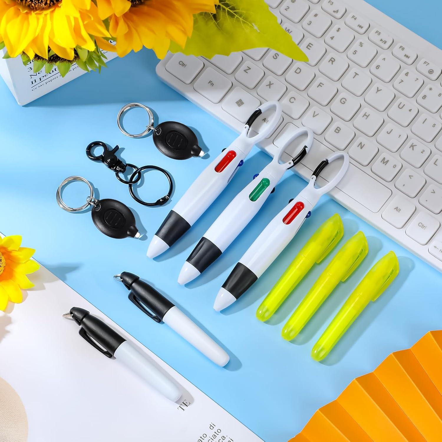 30 Piezas Bolígrafos Retráctiles y Mini Resaltadores Chinco