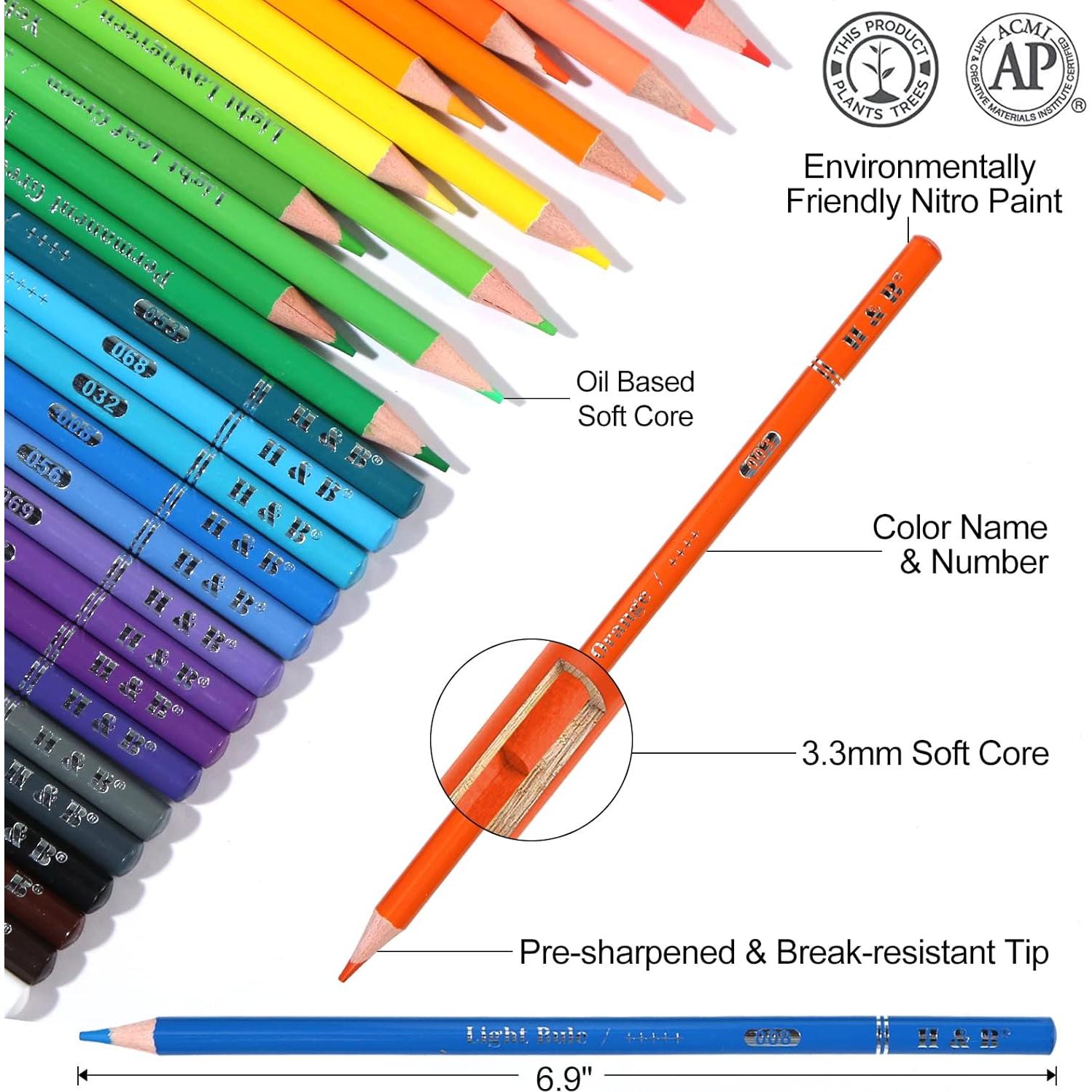 Set de Lápices de Colores H & B 120 Colores con Borrador y Sacapuntas