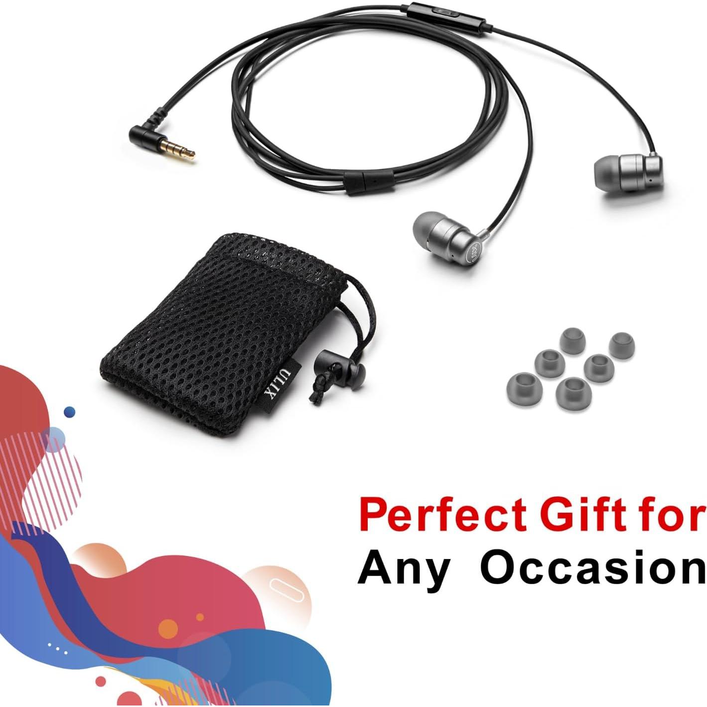 Auriculares UliX Rider con micrófono, 1.28m, Gris