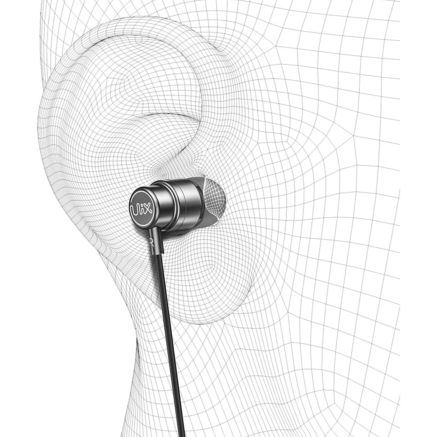 Auriculares UliX Rider con micrófono, 1.28m, Gris