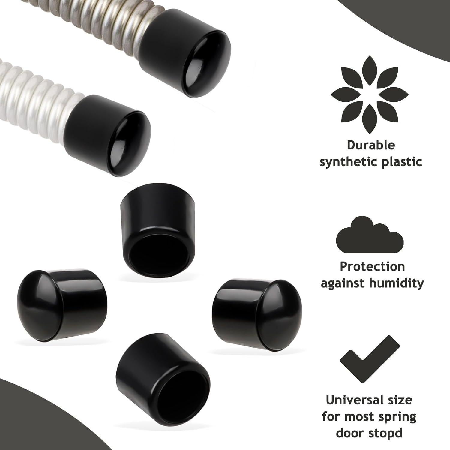 20 Tapas de Tapones de Puerta Abeillo Negras de Goma 10 mm