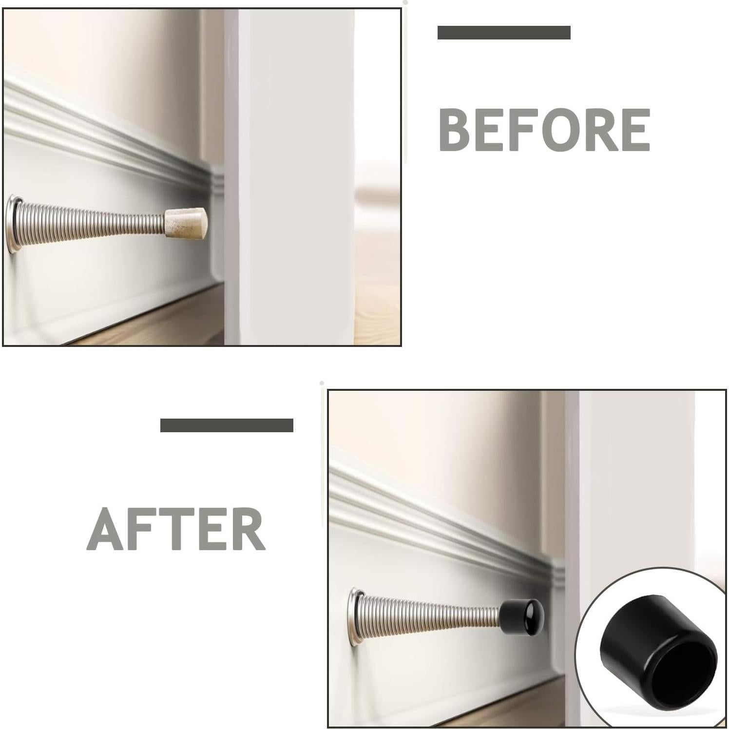 20 Tapas de Tapones de Puerta Abeillo Negras de Goma 10 mm