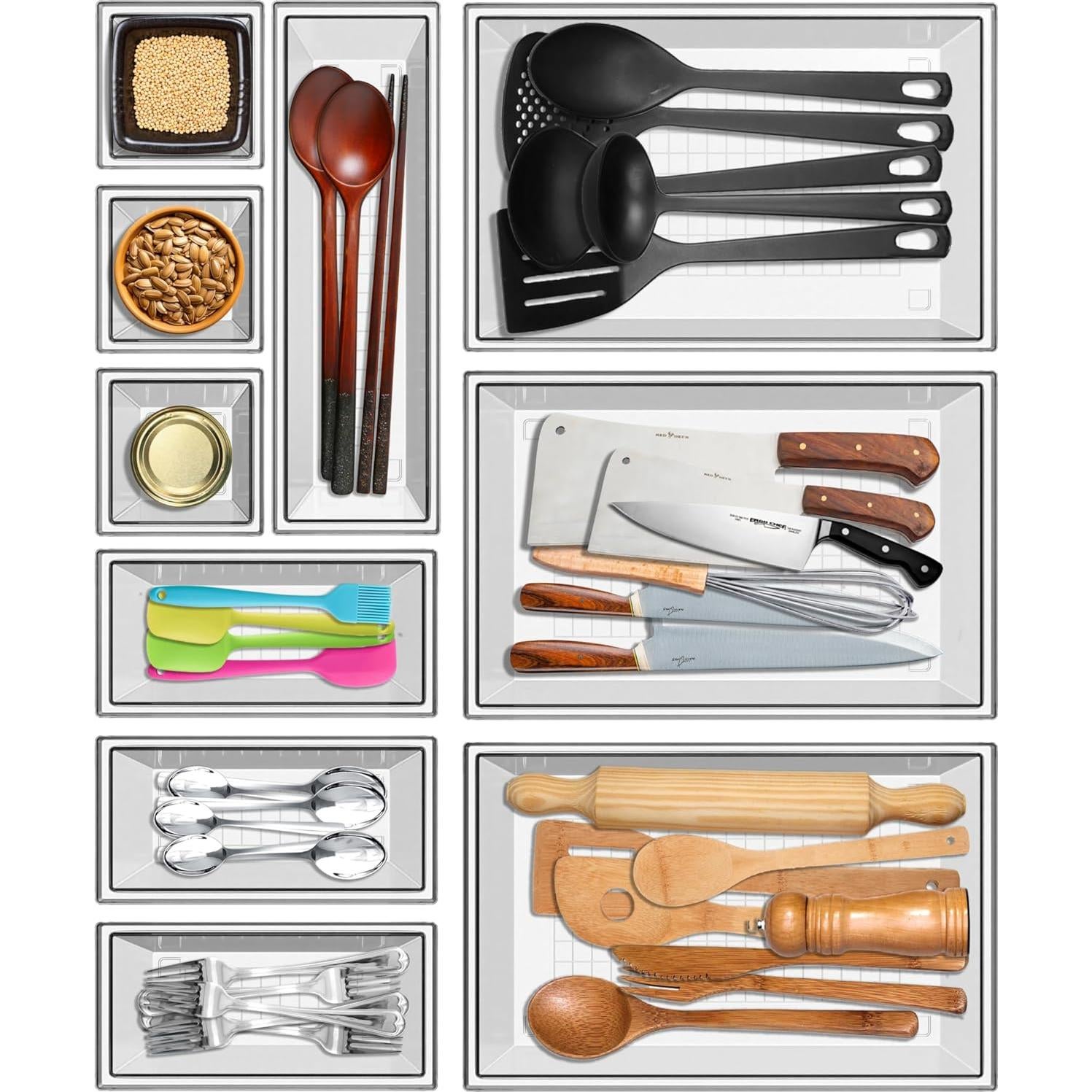 Set de 16 Organizadores Acrílicos Apilables Yan & Hin 24.1x16.4x11cm