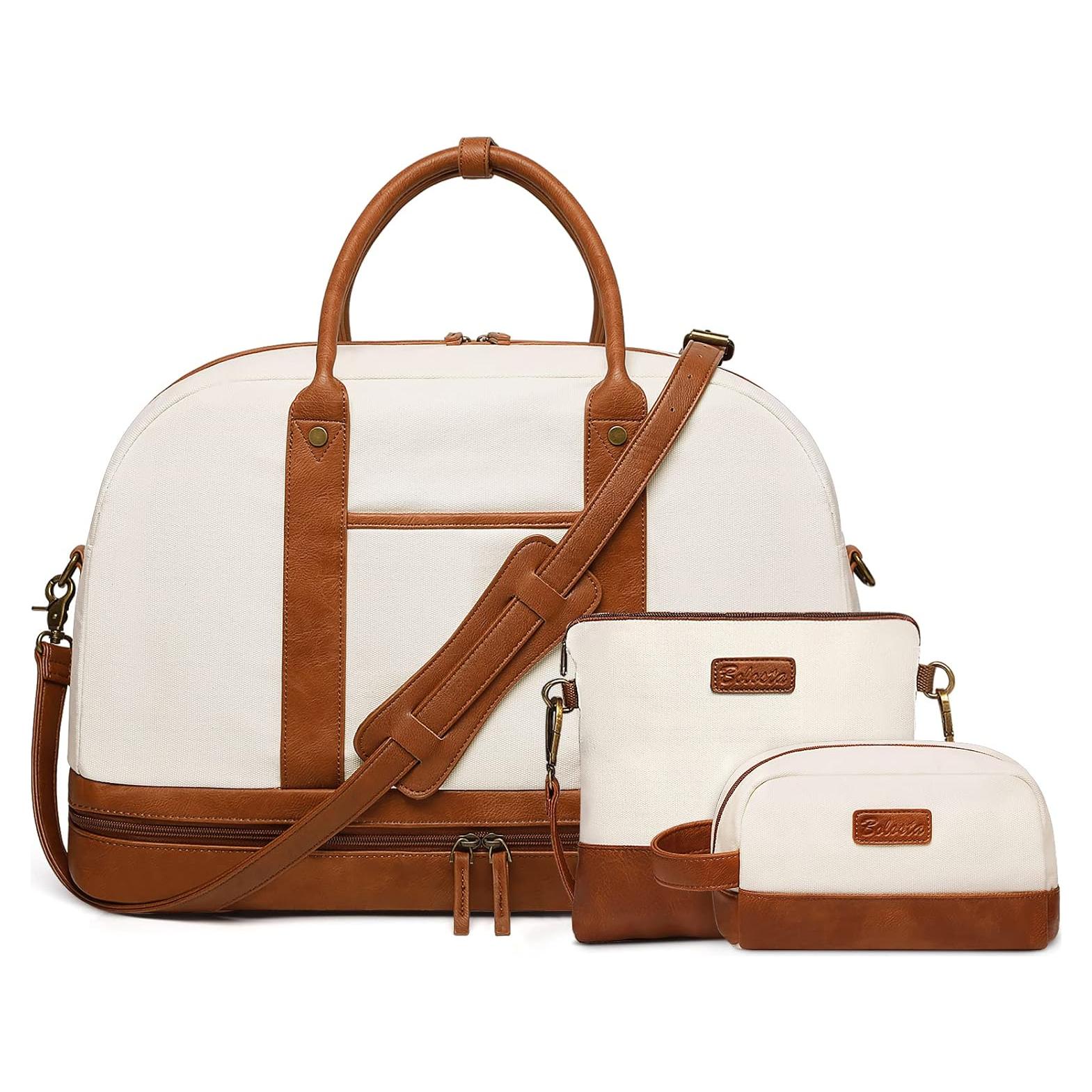 Bolsa de Fin de Semana para Mujeres BOLOSTA Beige 45.7x30.5cm