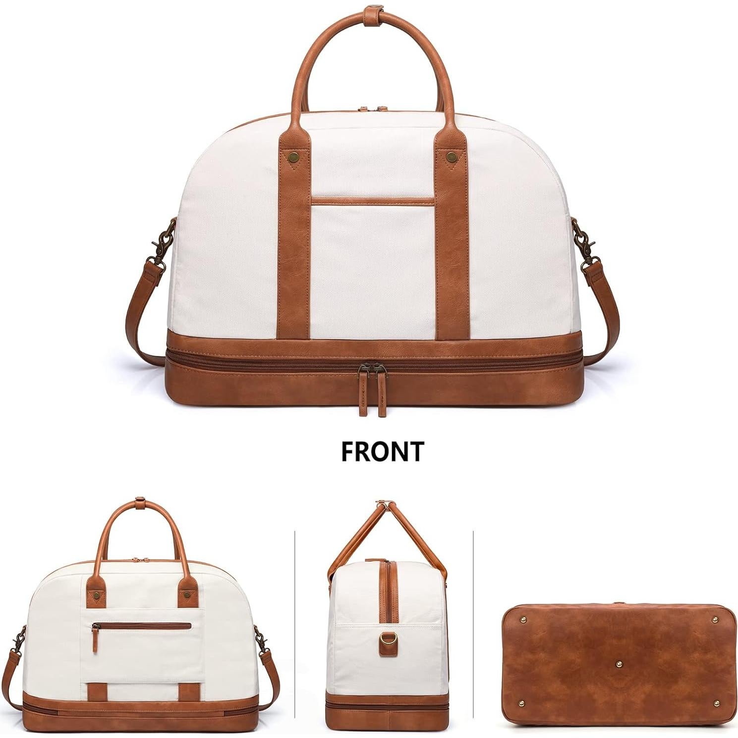 Bolsa de Fin de Semana para Mujeres BOLOSTA Beige 45.7x30.5cm