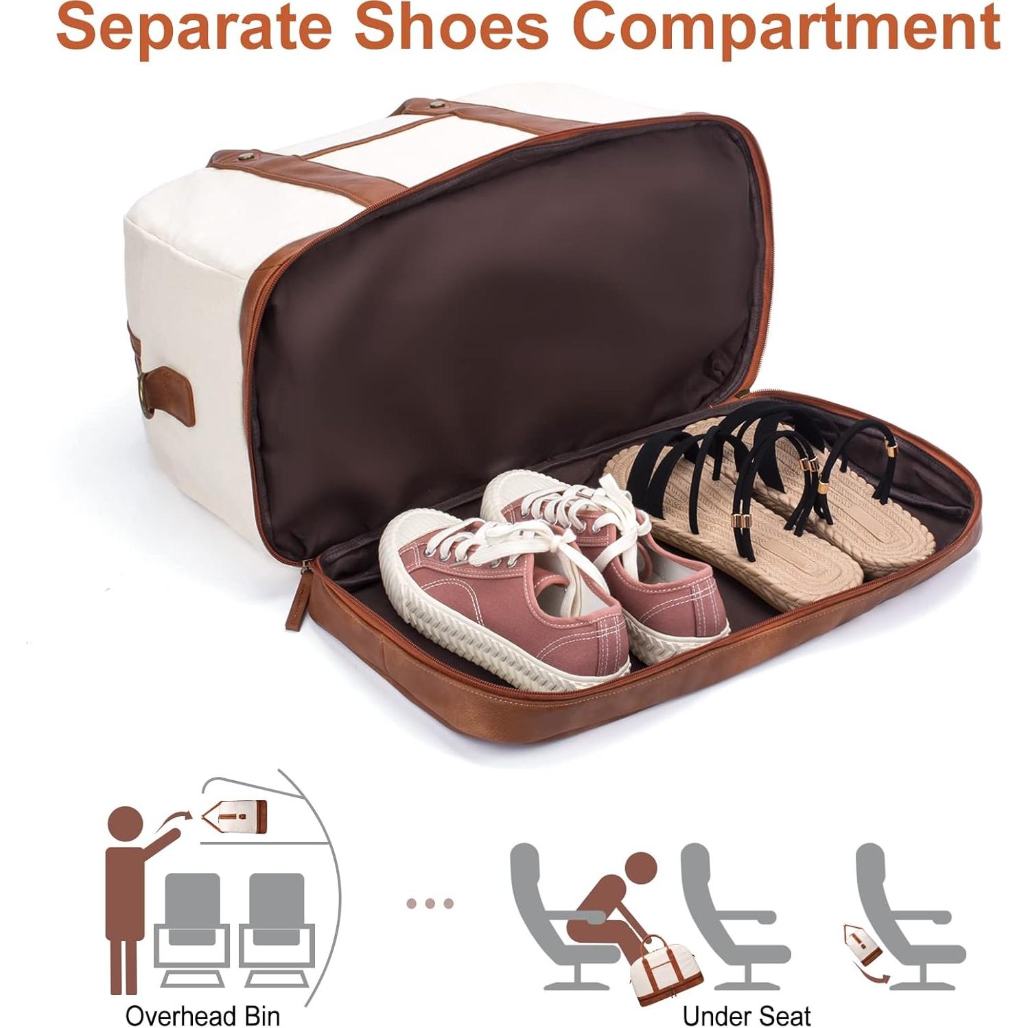 Bolsa de Fin de Semana para Mujeres BOLOSTA Beige 45.7x30.5cm