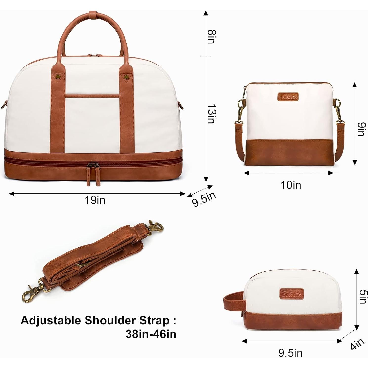 Bolsa de Fin de Semana para Mujeres BOLOSTA Beige 45.7x30.5cm