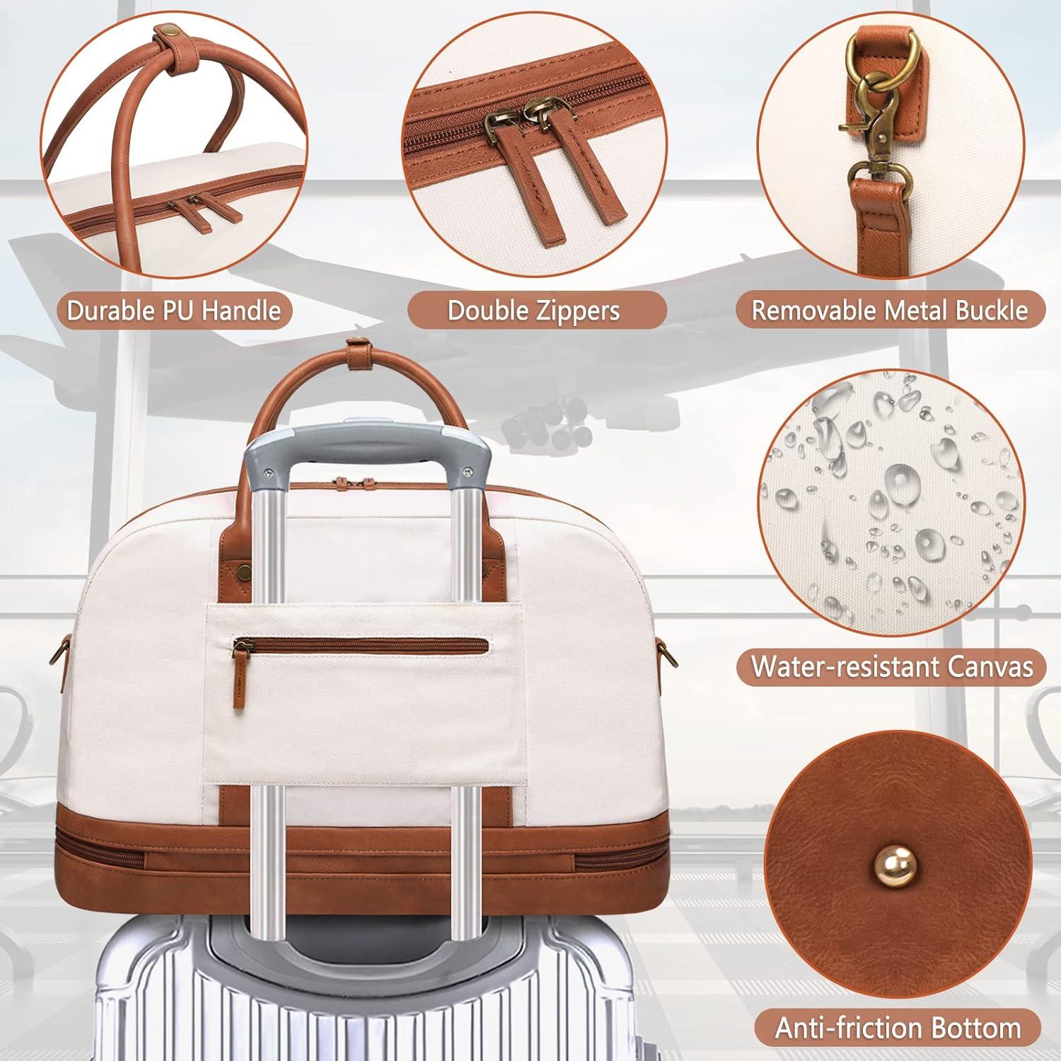 Bolsa de Fin de Semana para Mujeres BOLOSTA Beige 45.7x30.5cm