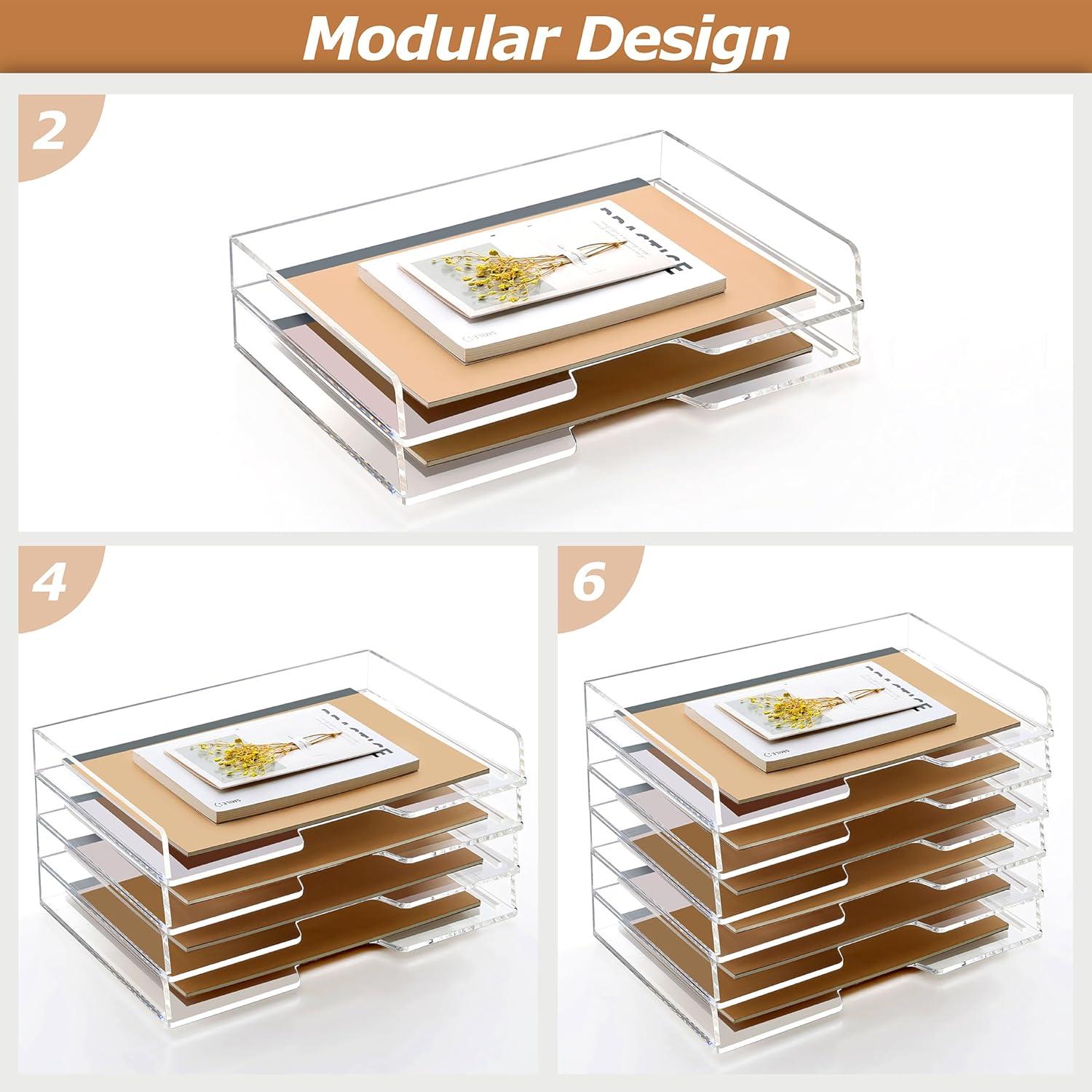 Paquete de 2 Bandejas de Acrílico Apilables SANRUI A4 34.93x23.50cm