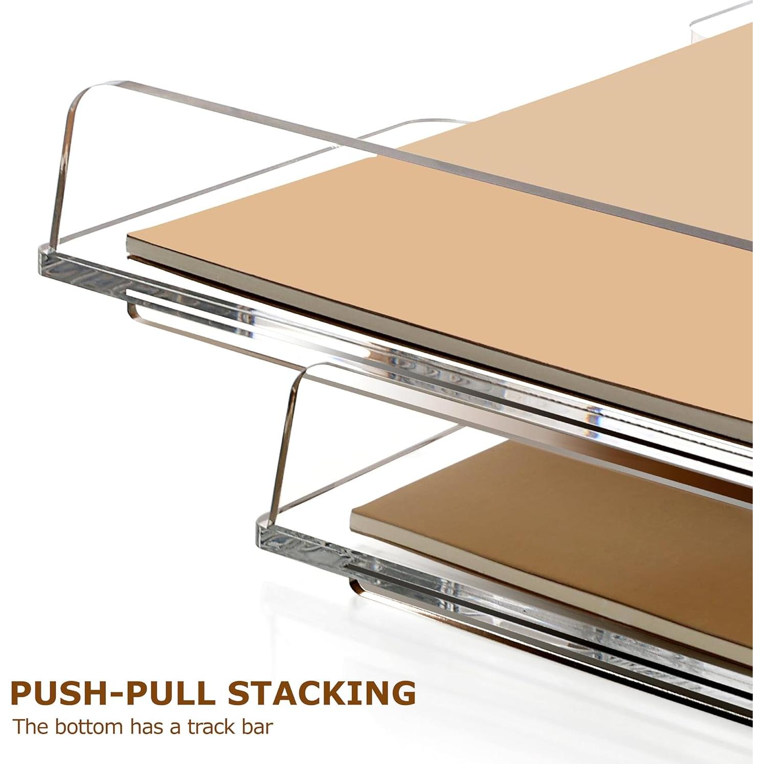 Paquete de 2 Bandejas de Acrílico Apilables SANRUI A4 34.93x23.50cm