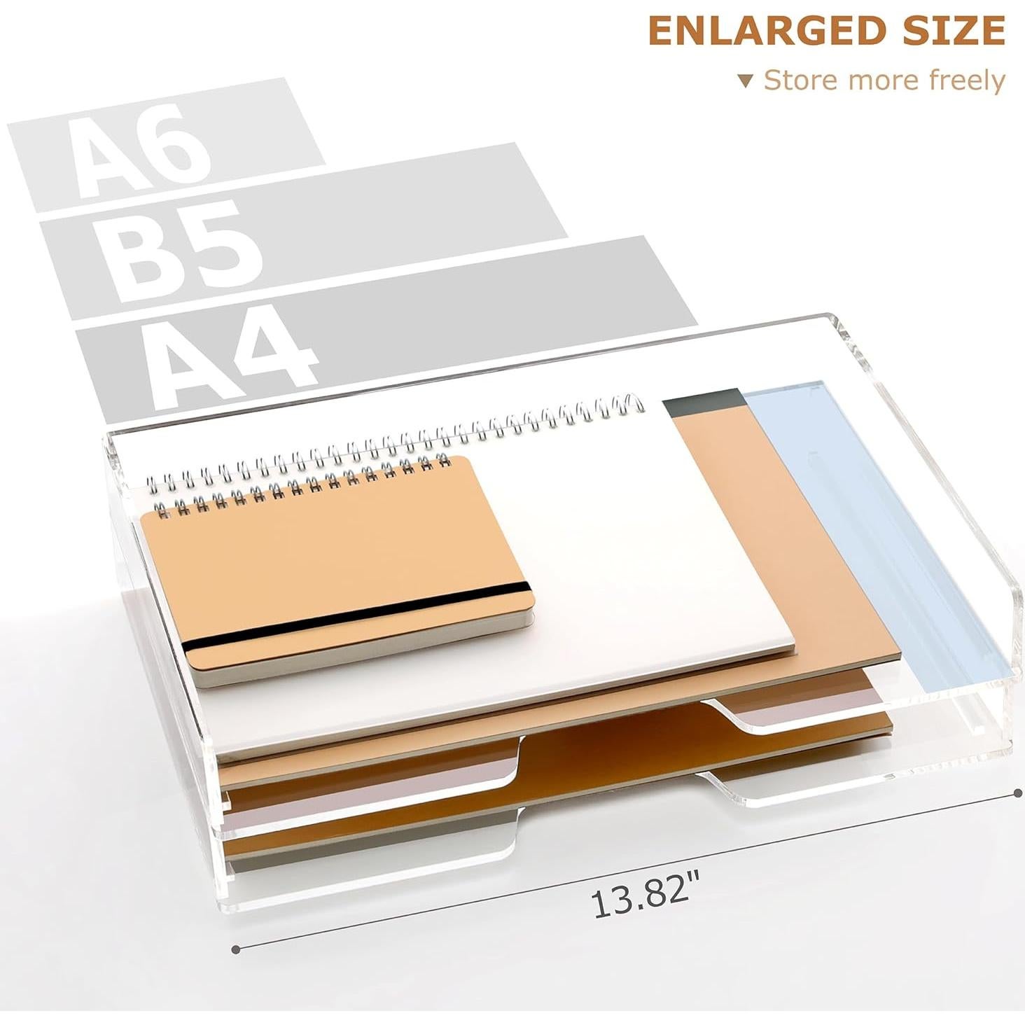Paquete de 2 Bandejas de Acrílico Apilables SANRUI A4 34.93x23.50cm